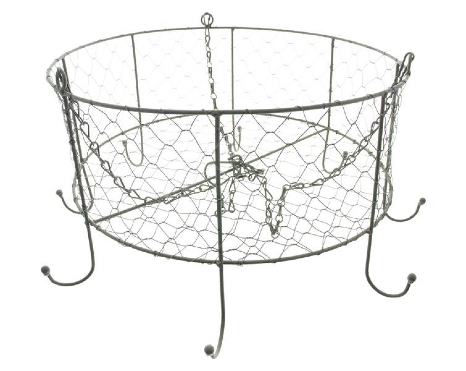 Kräuterkrone "Nostalgie" aus Metall, grau, Ø 35 cm, Deckenkrone mit 8 Haken, Küchenkrone, Kräuterhänger