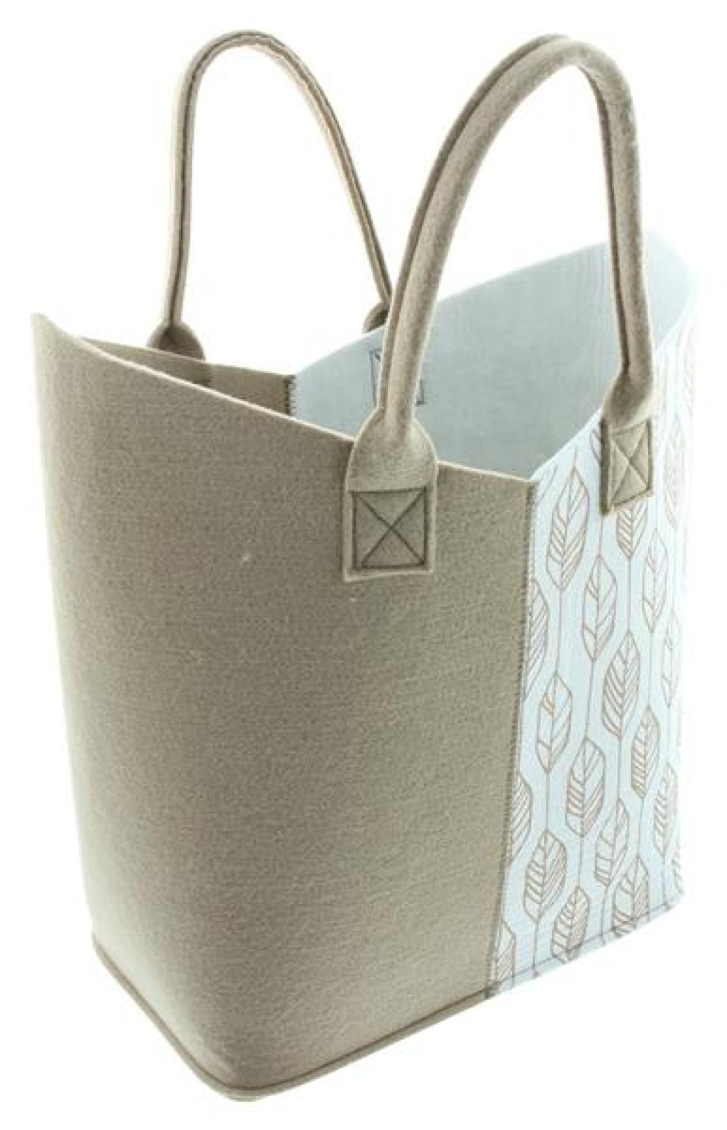 Shopper "Beige-Weiß" aus Filz, große Einkaufstasche, Filztasche, Tasche, Tragetasche