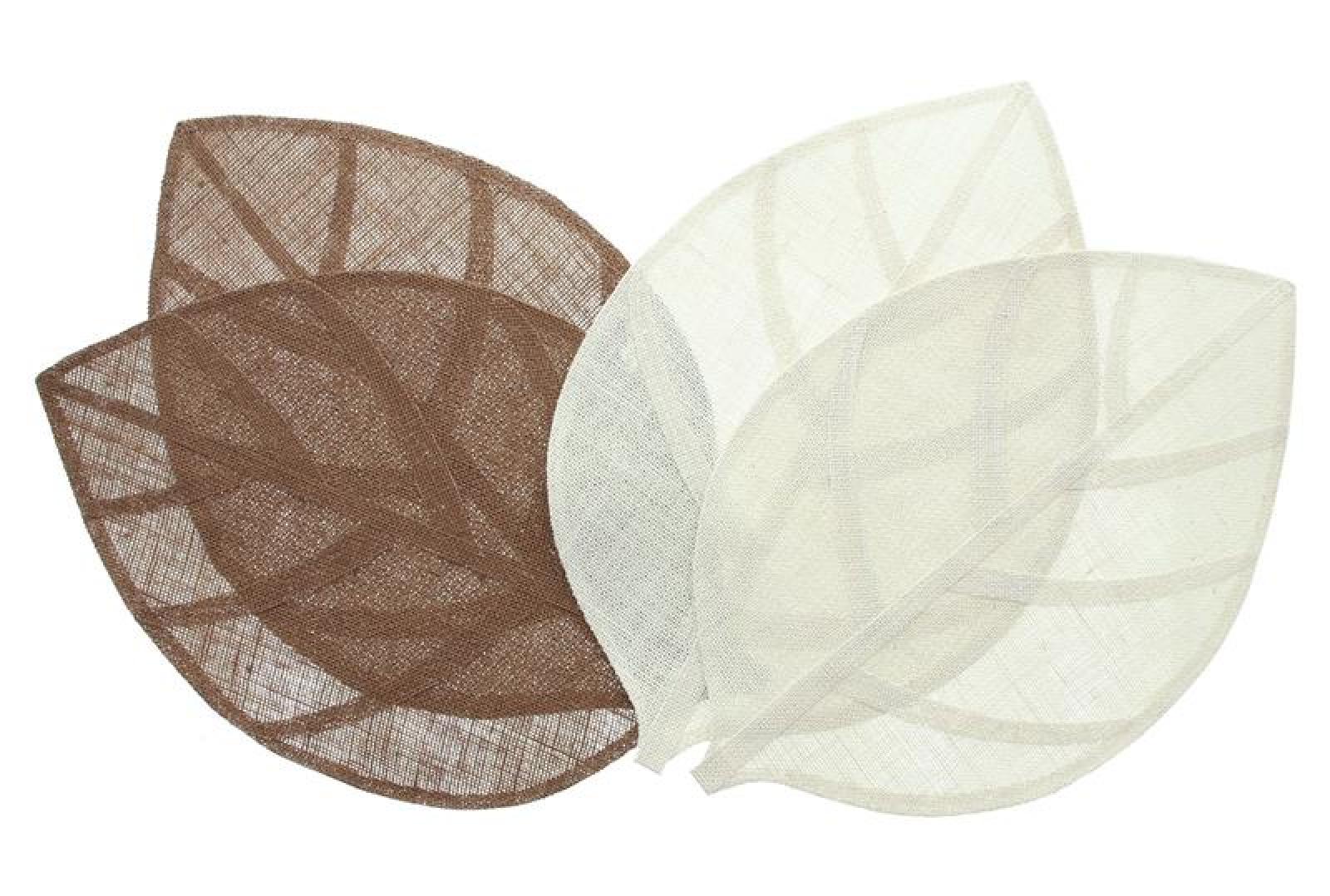 4x Platzmatte "Blatt" aus Jute, beige + braun, 30x45 cm, Platzset, Tischset