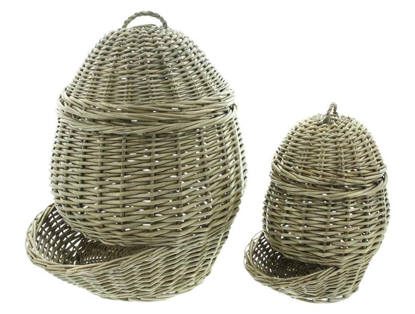 2x Gemüsekorb aus Weide, grau, 32 + 45 cm hoch, Kartoffelkorb, Zwiebelkorb, Weidenkorb