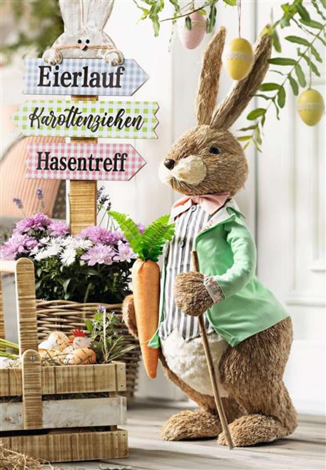 große Dekofigur "Herr Hase" 75 cm hoch, Osterhase, Osterdeko, Hasendeko