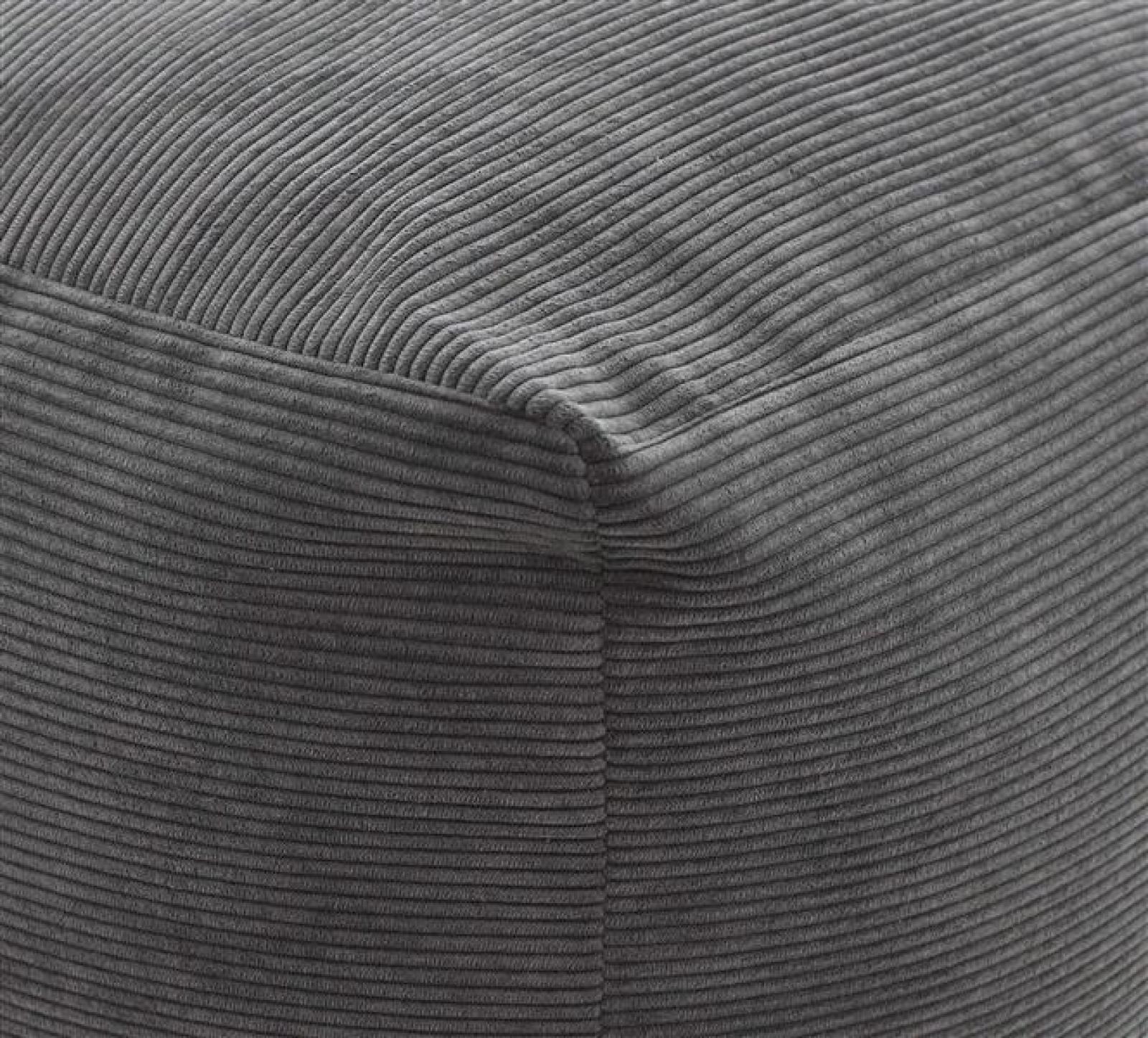 Sitzpouf "Grey" 40x40 cm, Bezug aus Feincord in grau, Sitzwürfel, Hocker, Sitzkissen