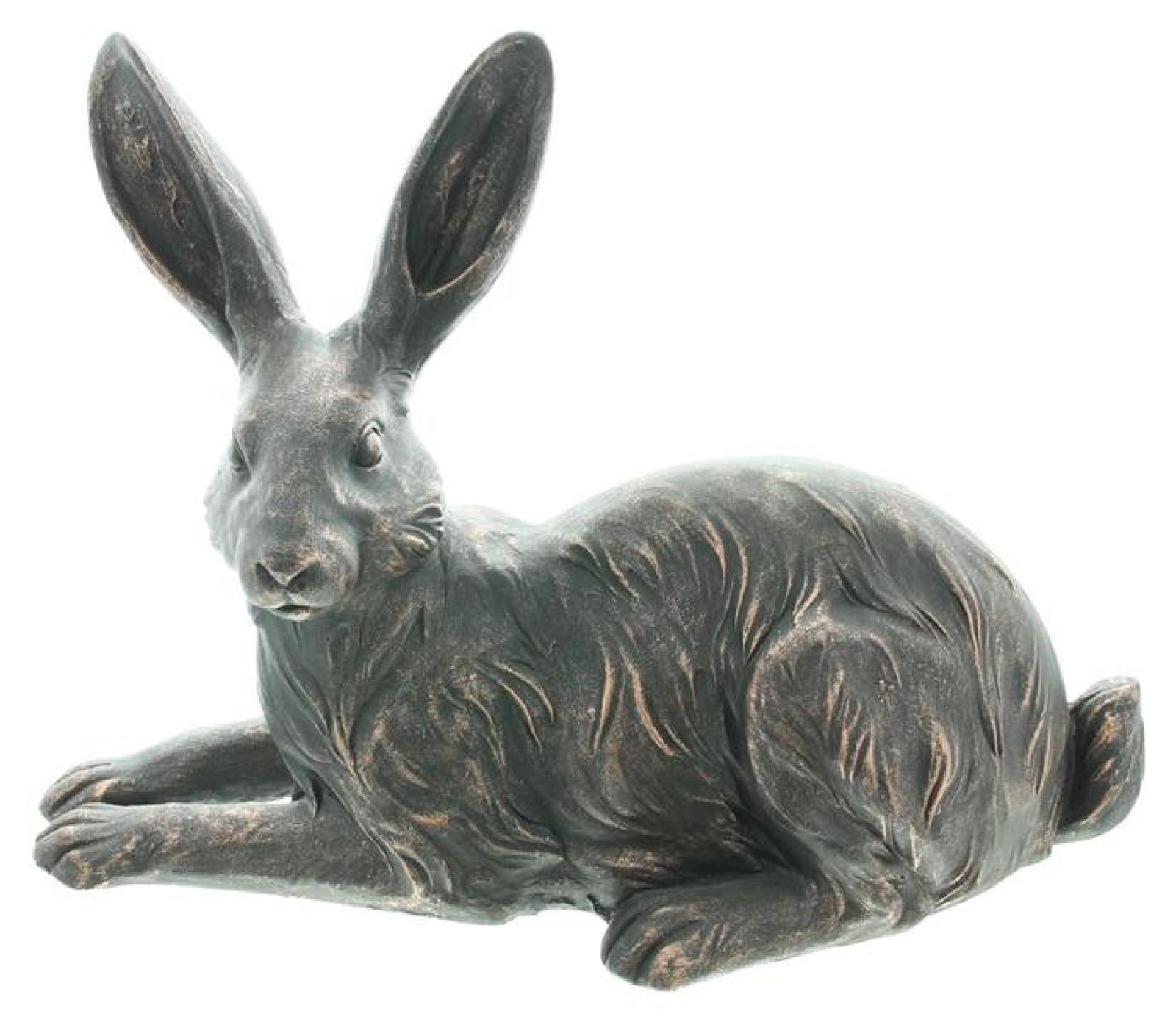 Dekofigur Hase "Copper" aus Polyresin mit Antik Design in Kupfer, Osterhase, Osterdeko, Hasendeko