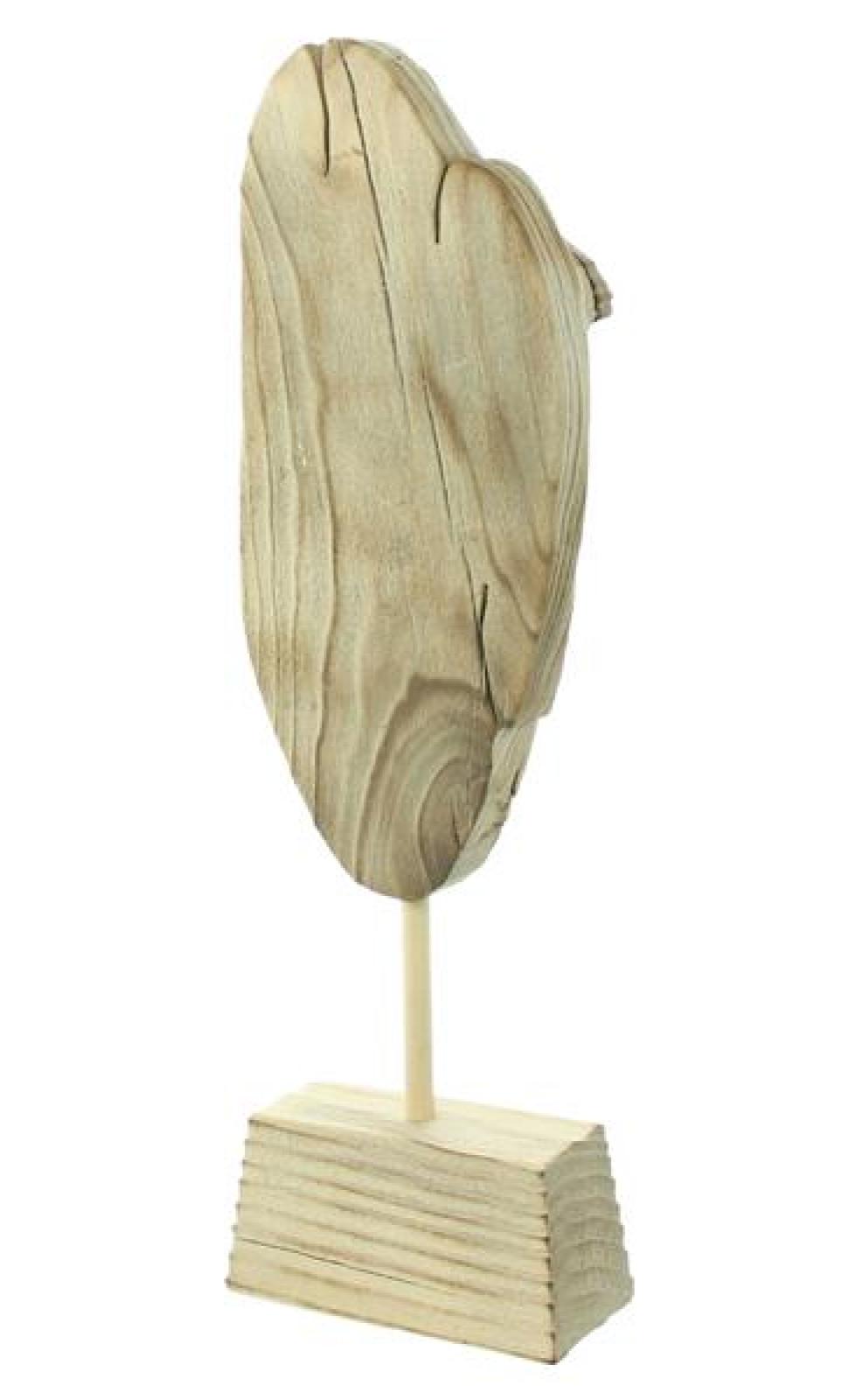 Dekofigur "Gesicht" aus Holz, natur, auf Sockel, 46 cm hoch, moderne Skulptur, Maske, Holzmaske