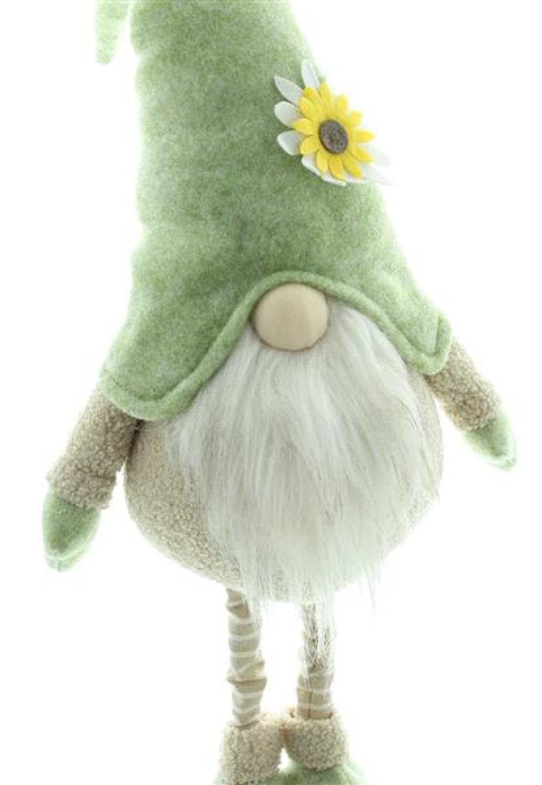 Dekofigur Wichtel "Blumenmütze" mit Teleskop Beinen, max. 97 cm hoch, Frühlingswichtel, Dekowichtel