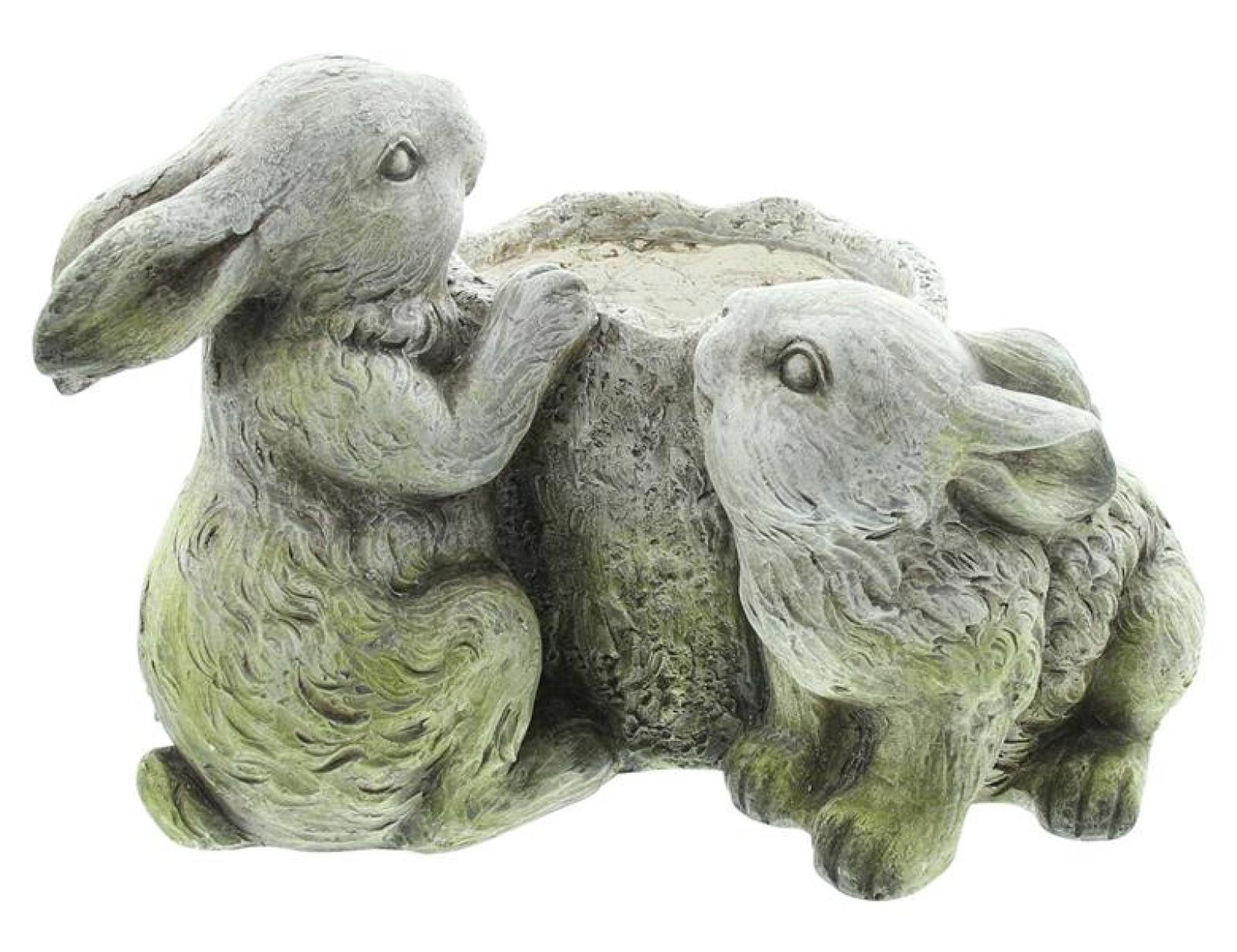 Pflanzer "Häschen" aus Polyresin in Stein Optik, Blumentopf, Pflanztopf, Osterdeko, Gartendeko für Draußen