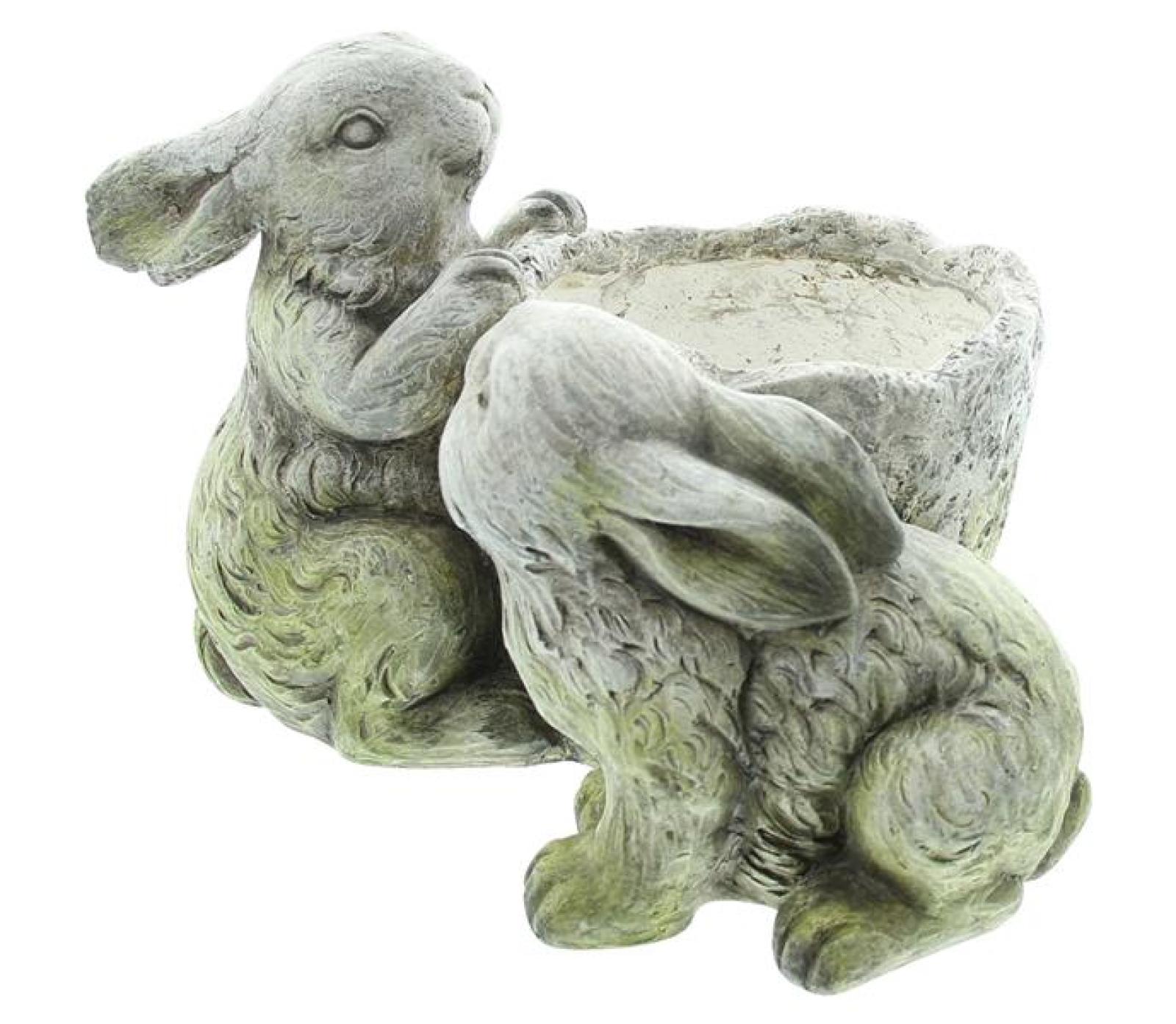 Pflanzer "Häschen" aus Polyresin in Stein Optik, Blumentopf, Pflanztopf, Osterdeko, Gartendeko für Draußen