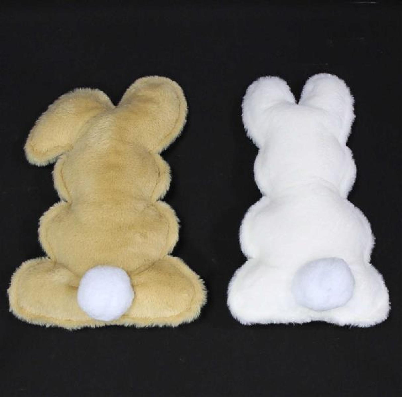 2x Dekokissen "Häschen" Kuschelkissen aus Kunstfell in Hasen Form, weiß + braun, Hasenkissen, Osterhase, Sofakissen, Osterdeko