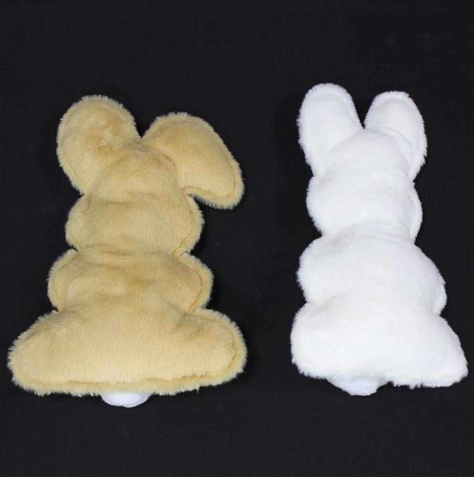 2x Dekokissen "Häschen" Kuschelkissen aus Kunstfell in Hasen Form, weiß + braun, Hasenkissen, Osterhase, Sofakissen, Osterdeko