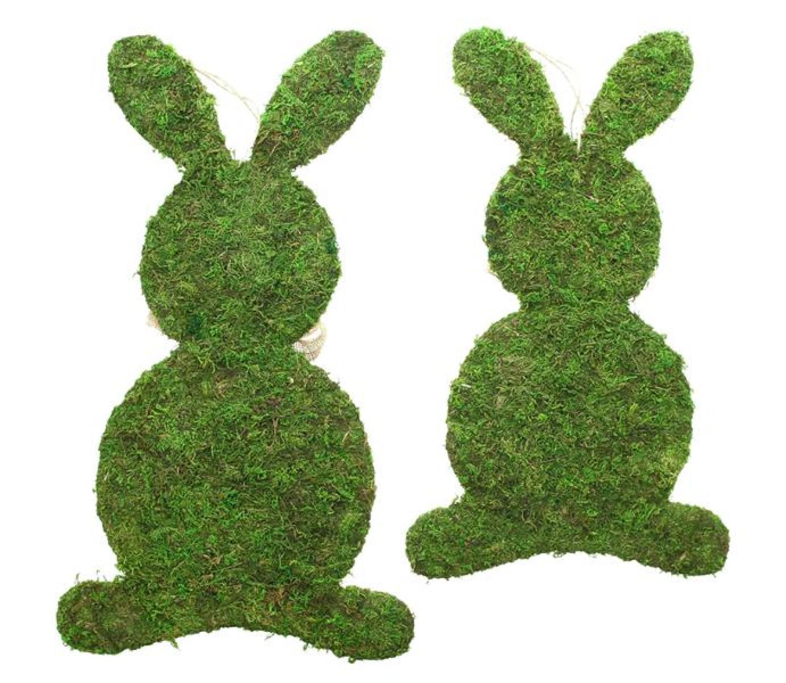 2x Dekofigur "Moos" Naturmoos auf Metall, große Osterhasen, 46 + 52 cm hoch, Osterdeko, Moosdeko, Osterfigur