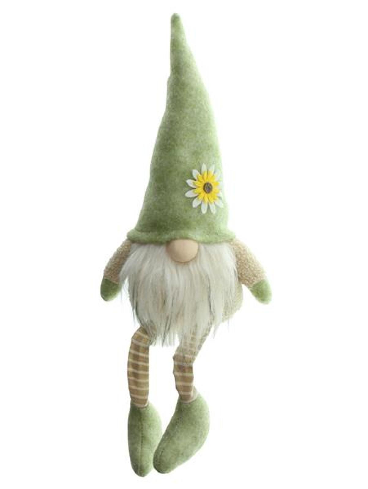 Kantenhocker Wichtel "Blumenmütze" Dekofigur 35 cm hoch, Frühlingswichtel, Dekowichtel