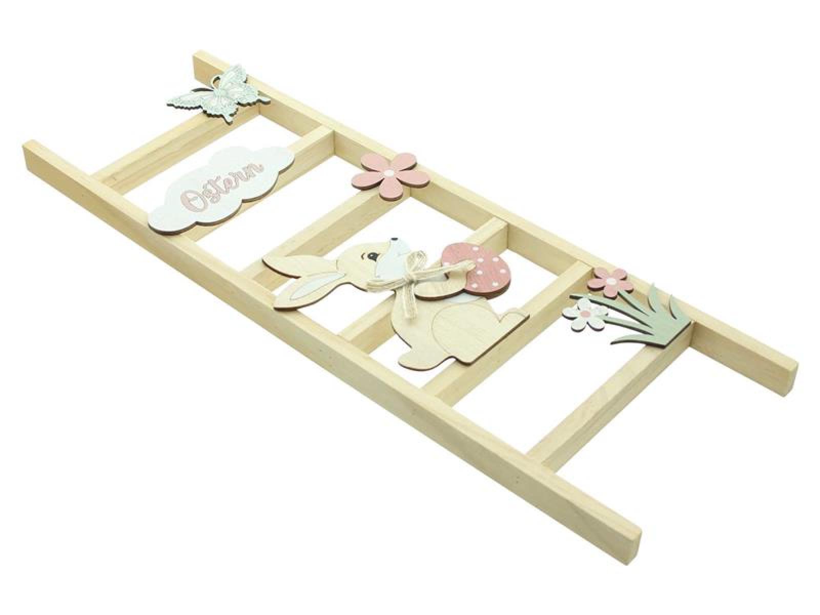 Dekoleiter "Ostern" aus Holz & MDF, 45 cm hoch, Osterdeko, Holzleiter mit Osterhase, Deko Leiter