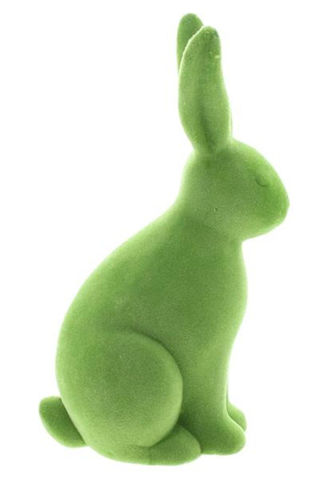 Osterhase "Samt" in grün, Hase aus Terracotta mit Samtbezug, 25 cm hoch, Dekofigur, Osterdeko, Osterfigur