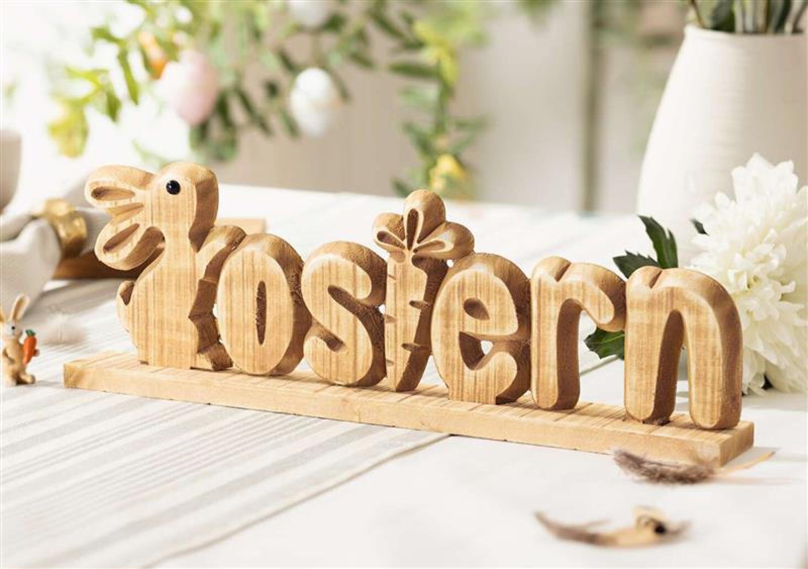 Schriftzug "Ostern" aus Holz, 40 cm breit, rustikal, Osterdeko, Deko Aufsteller, Holzbuchstaben