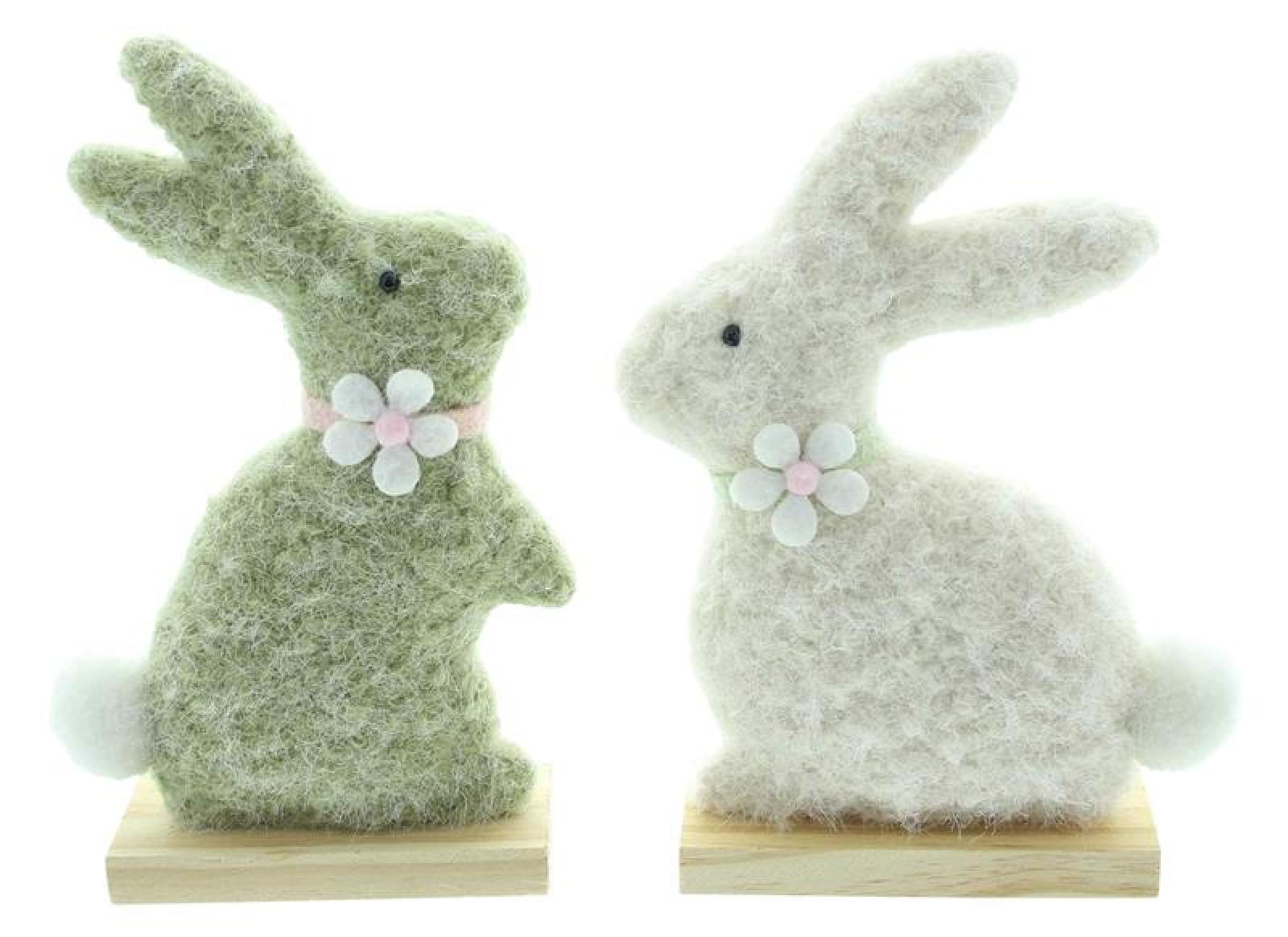 2x Dekofigur "Häschen" aus Filz, Osterhase aus recyceltem PET, 23 cm hoch, Osterdeko, Osterfigur