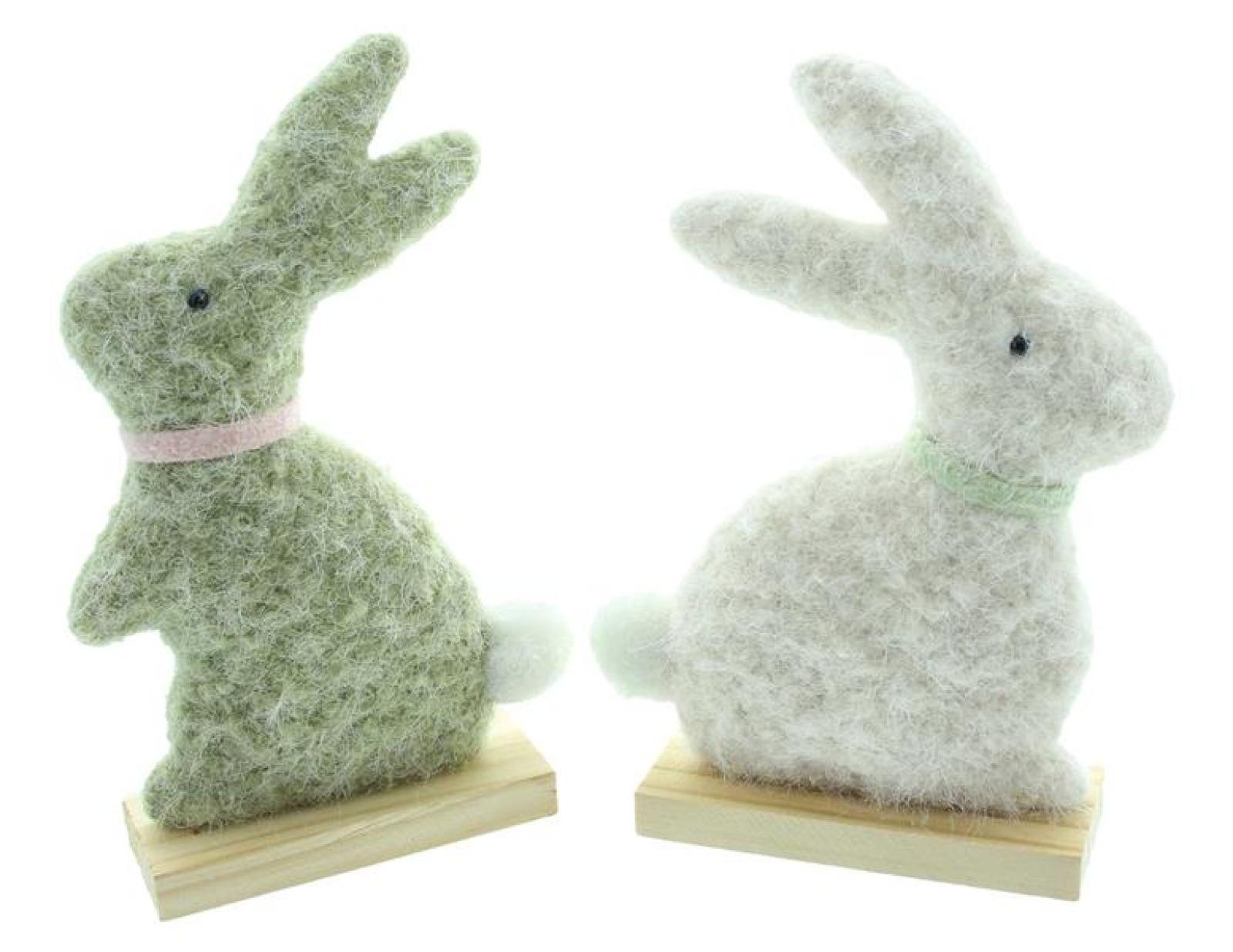 2x Dekofigur "Häschen" aus Filz, Osterhase aus recyceltem PET, 23 cm hoch, Osterdeko, Osterfigur