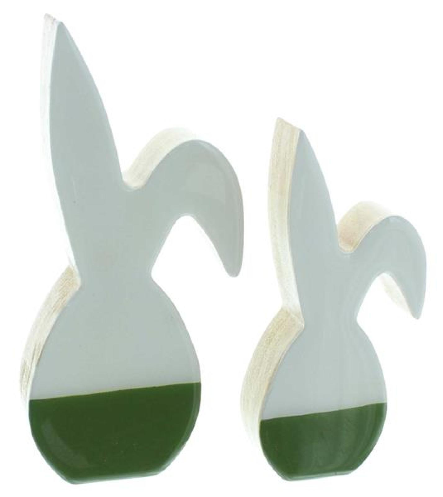 2x Dekofigur Hase "Glossy" Osterhase aus Holz, glänzend lackiert, Osterdeko, Osterfigur