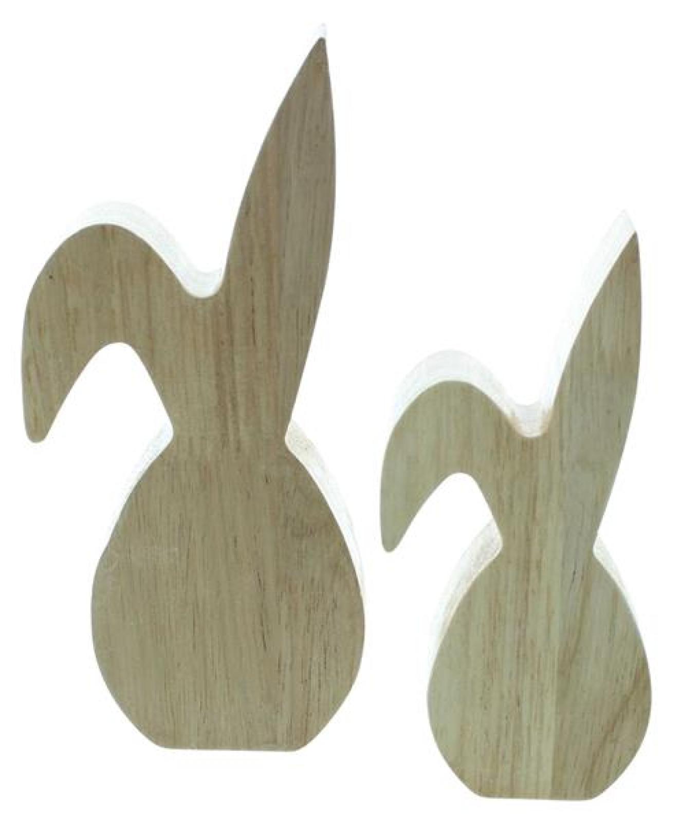 2x Dekofigur Hase "Glossy" Osterhase aus Holz, glänzend lackiert, Osterdeko, Osterfigur