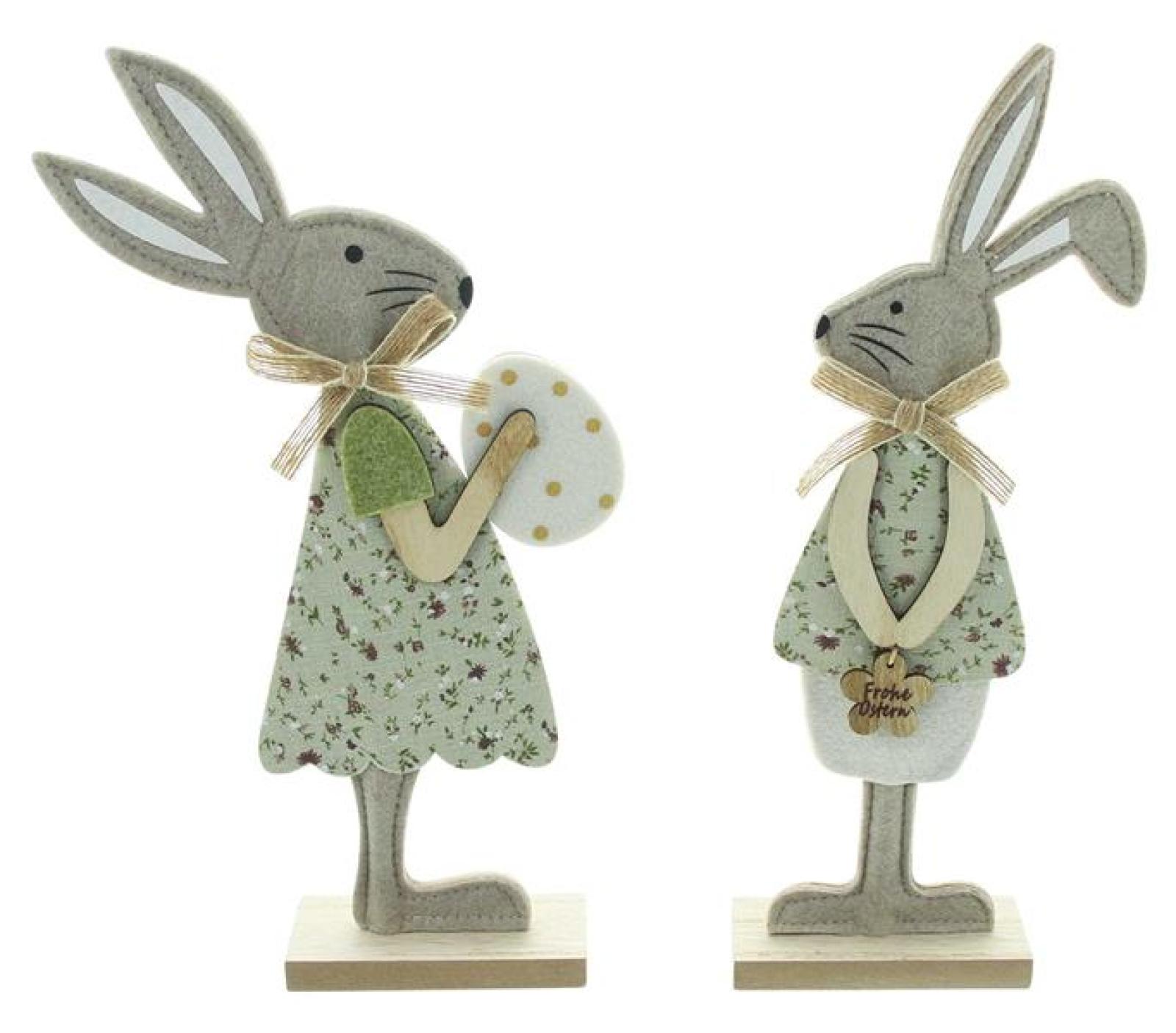 2x Dekofigur "Osterhase" aus Filz, recyceltes PET, 31 cm hoch, Osterdeko, Osterfigur