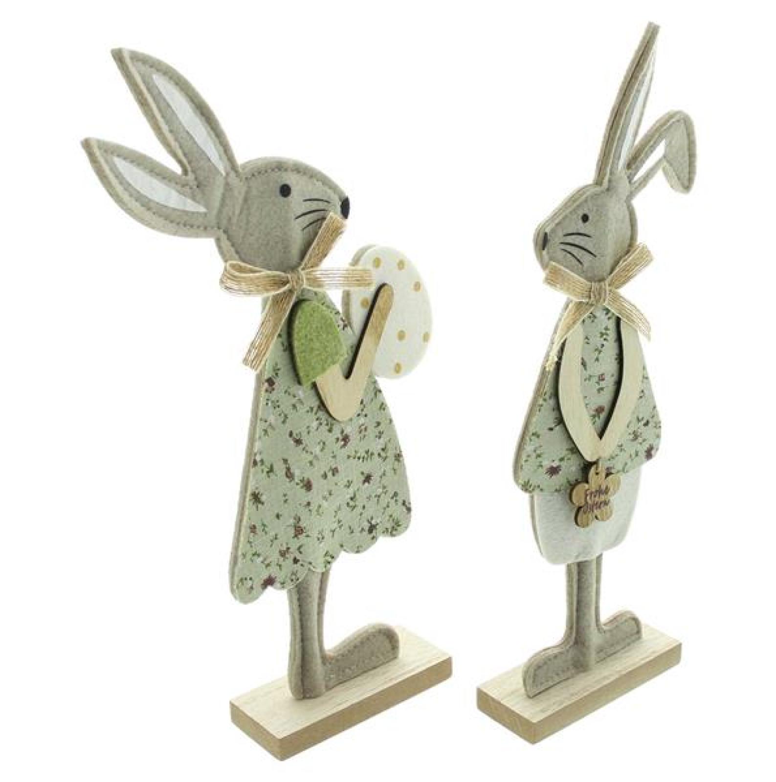 2x Dekofigur "Osterhase" aus Filz, recyceltes PET, 31 cm hoch, Osterdeko, Osterfigur