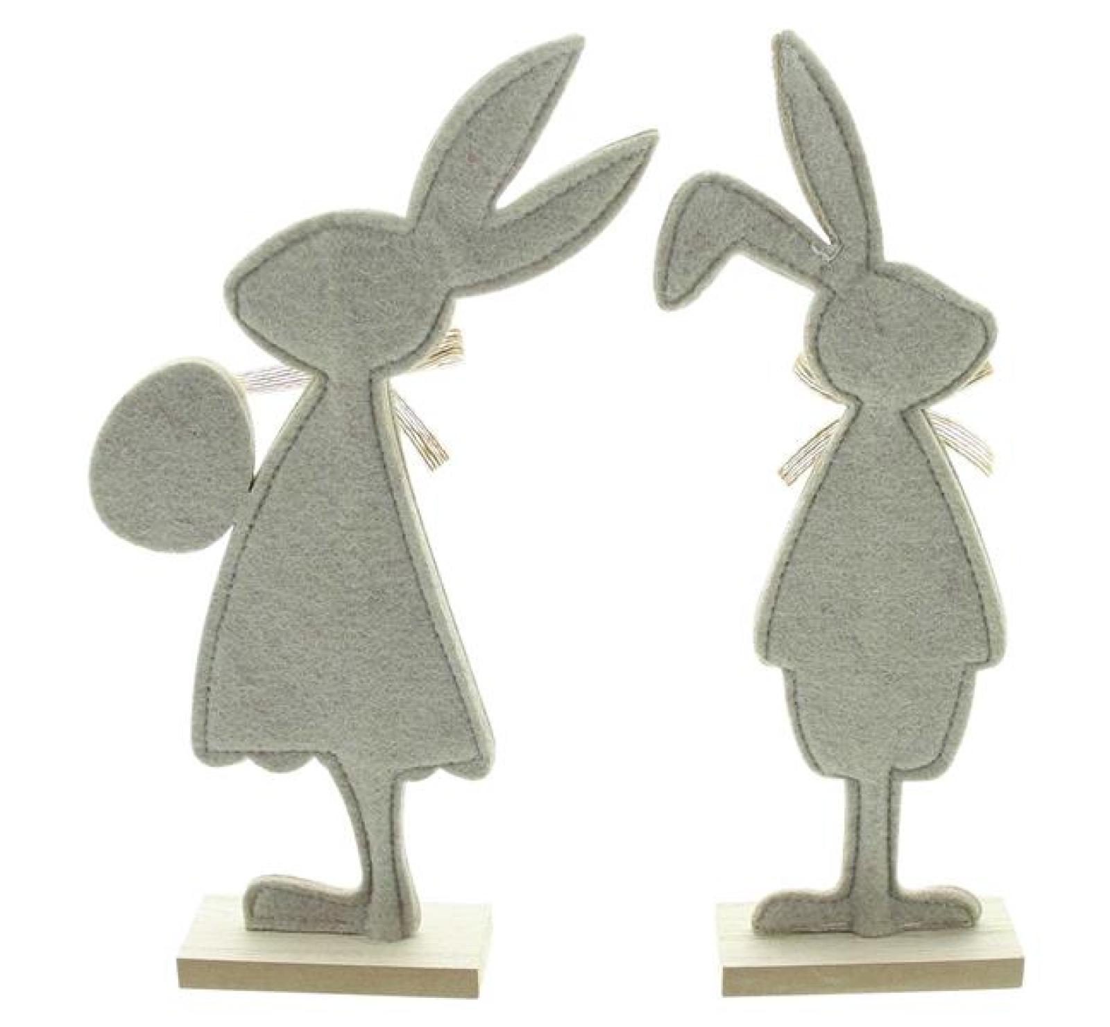 2x Dekofigur "Osterhase" aus Filz, recyceltes PET, 31 cm hoch, Osterdeko, Osterfigur