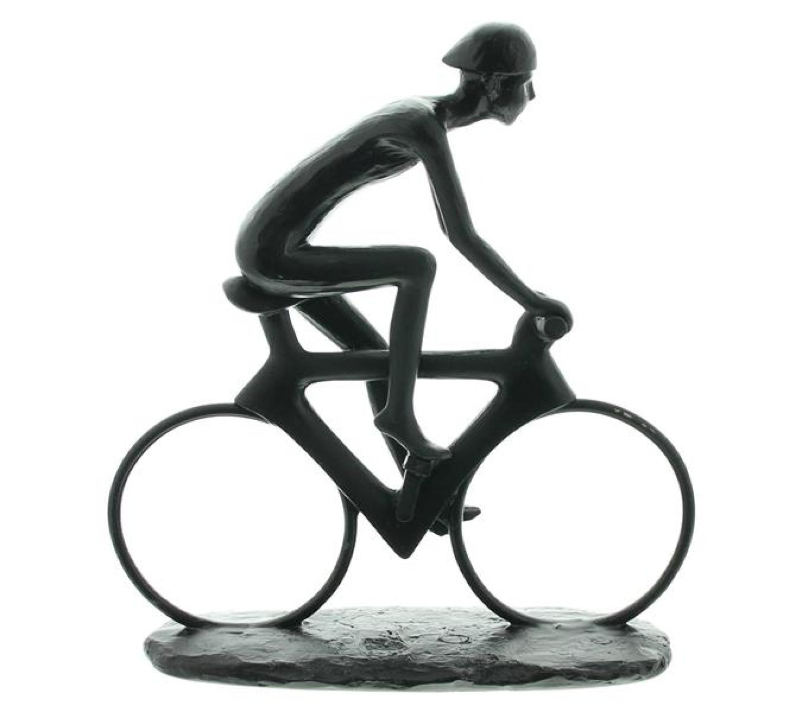 Dekofigur "Rennfahrer" aus Polyresin, mattschwarz, 24x25 cm, moderne Skulptur