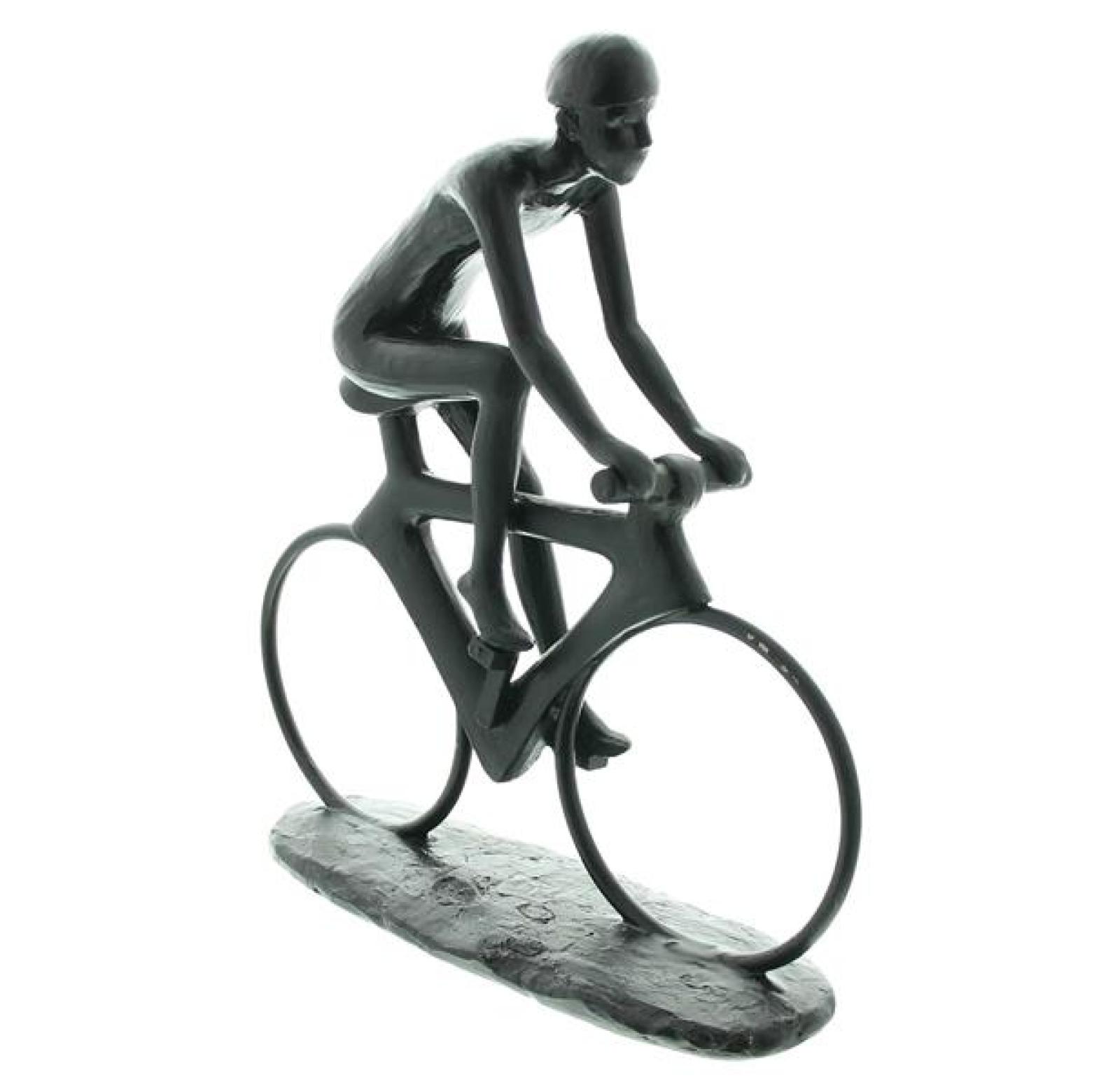 Dekofigur "Rennfahrer" aus Polyresin, mattschwarz, 24x25 cm, moderne Skulptur