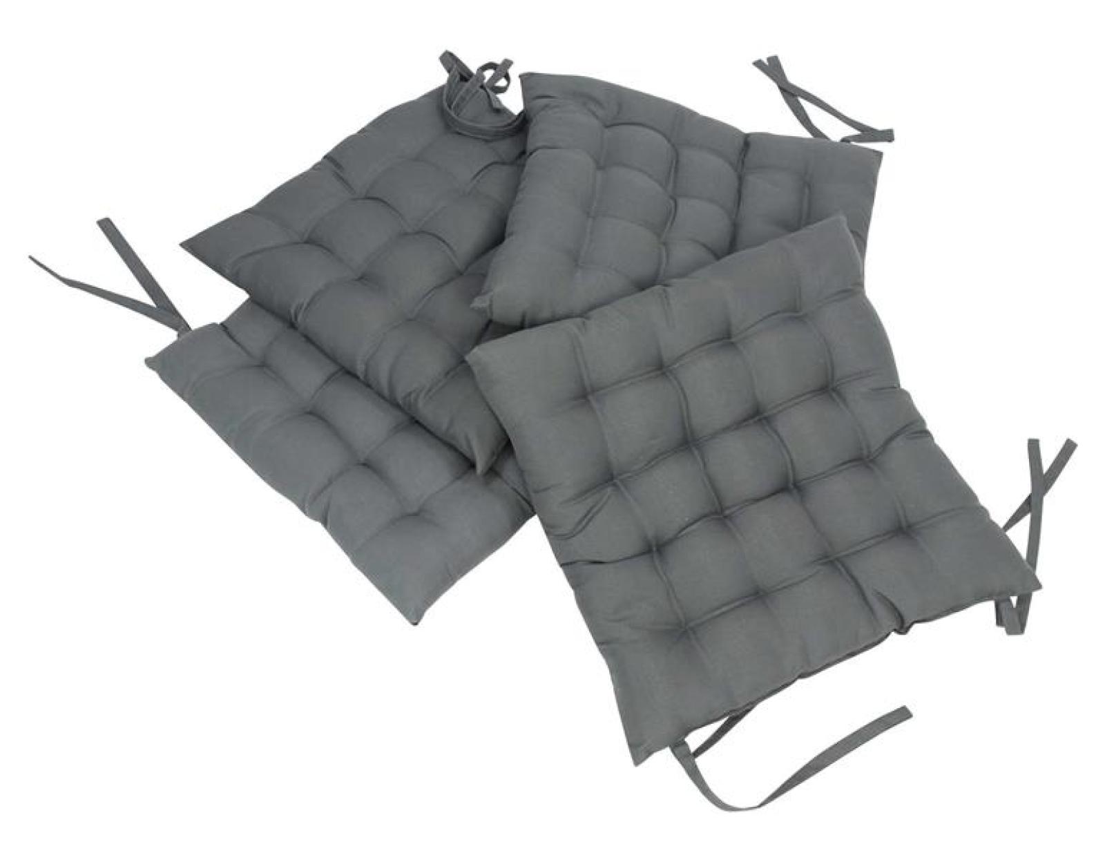 4x Sitzkissen "Grey" in grau, 40x40 cm, Stuhlkissen, Sitzpolster