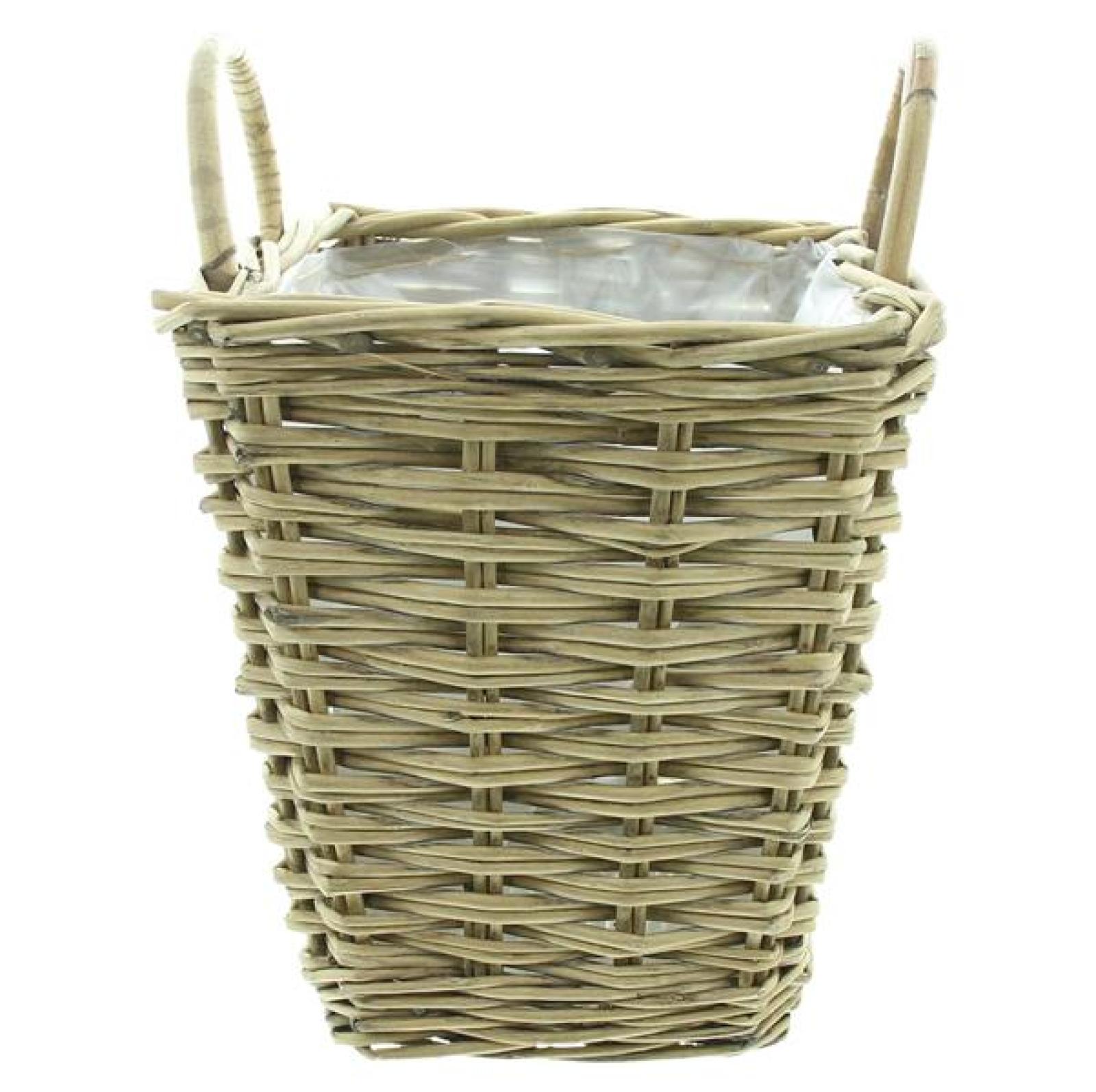 Pflanzkorb "Soft Grey" aus Weide, quadratisch, grau, 27x27x30 cm, Blumentopf, Pflanzkübel, Pflanztopf für Draußen, Blumenkübel