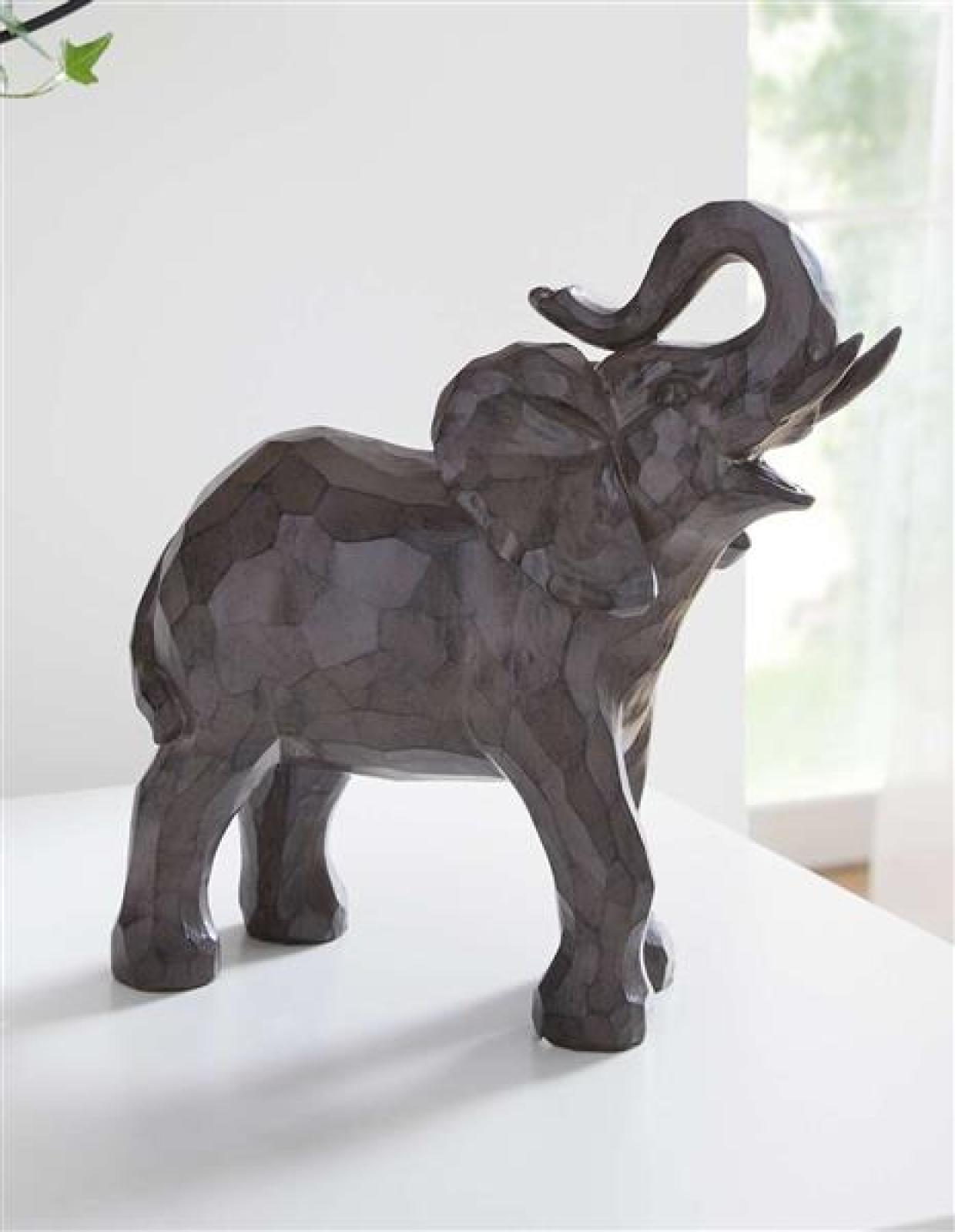 Dekofigur "Elefant" aus Polyresin, braun, 24 cm hoch, Tierfigur, Skulptur, Afrika Deko