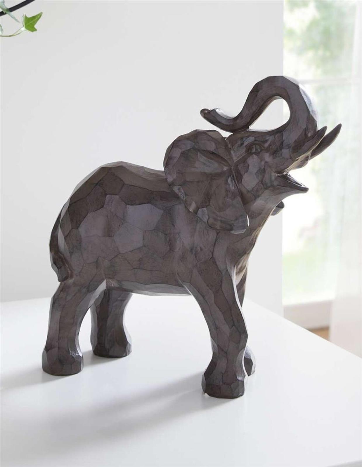 Dekofigur "Elefant" aus Polyresin, braun, 24 cm hoch, Tierfigur, Skulptur, Afrika Deko