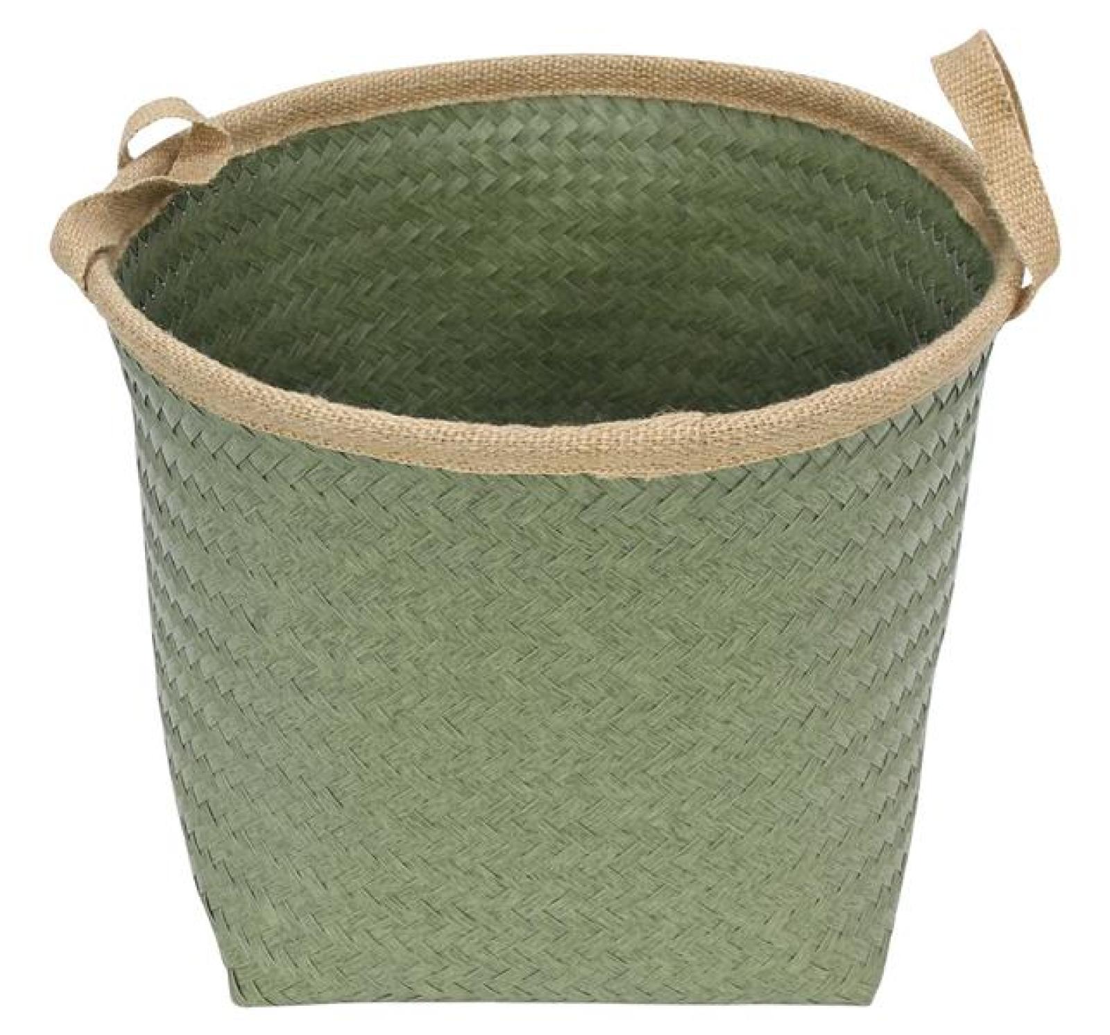 Füllkorb "Soft" aus PP geflochten in grün, Ø 40 x 35 cm, Aufbewahrungskorb, Ordnungskorb, Flechtkorb