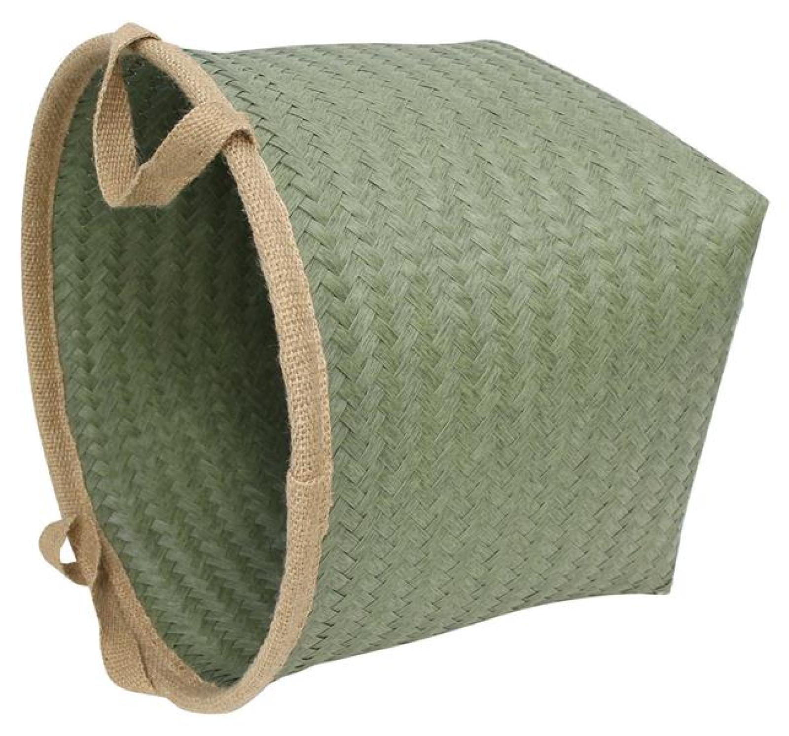 Füllkorb "Soft" aus PP geflochten in grün, Ø 40 x 35 cm, Aufbewahrungskorb, Ordnungskorb, Flechtkorb