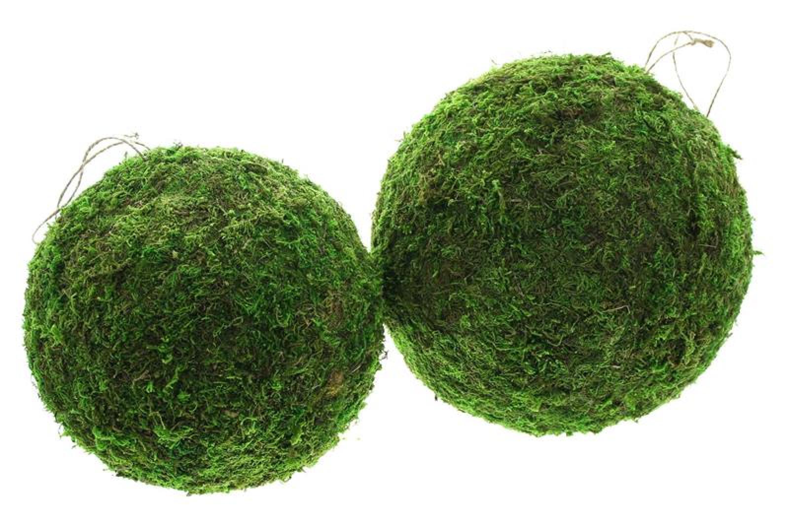 2x Dekohänger "Mooskugel" Ø 18 + 23 cm, Hängedeko für Äste & Zweige, Fensterdeko zum Aufhängen, Frühlingsdeko hängend