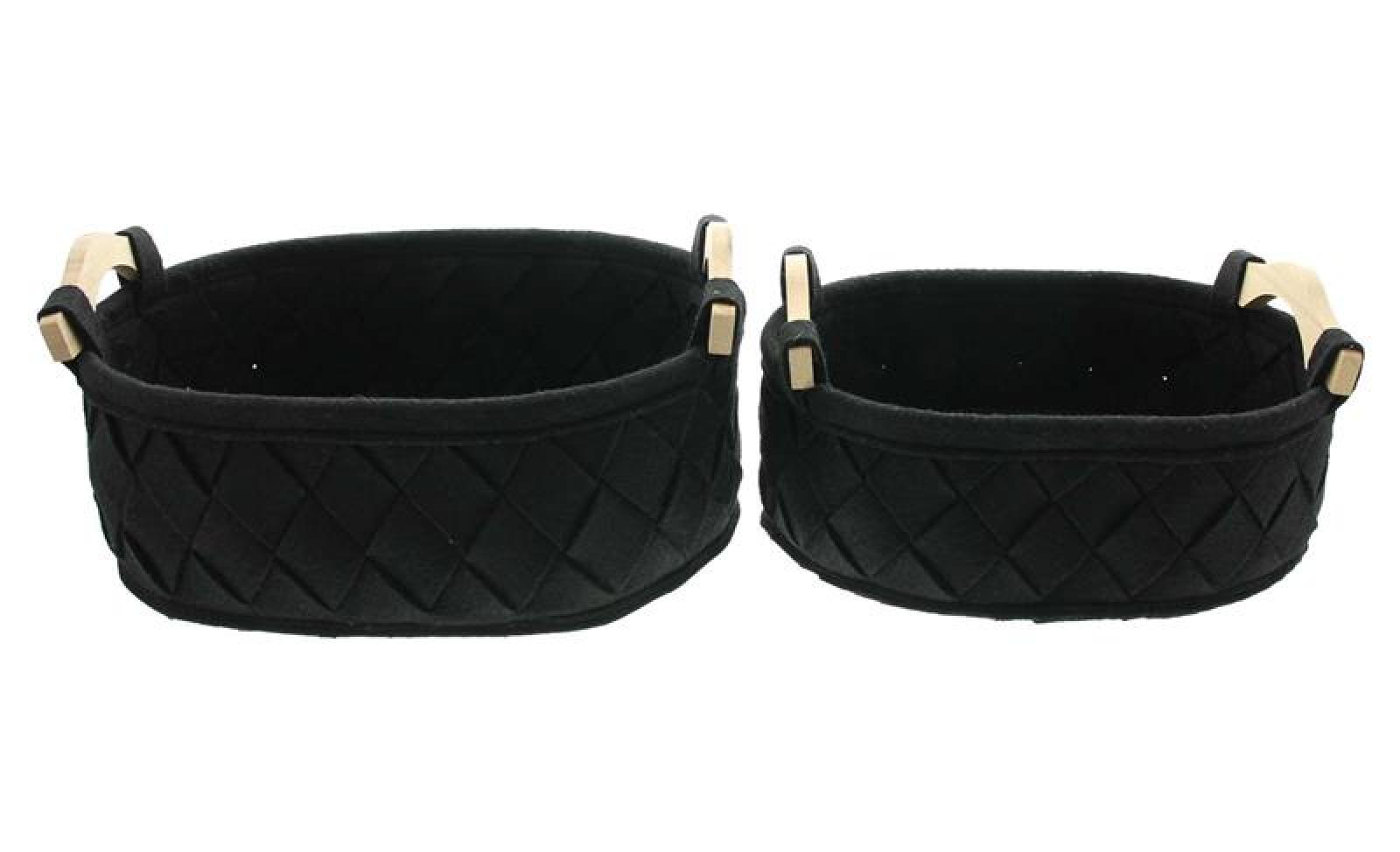 2x Filzkorb "Black" Aufbewahrungskorb aus Filz, Dekokorb, Ordnungskorb, Badkorb
