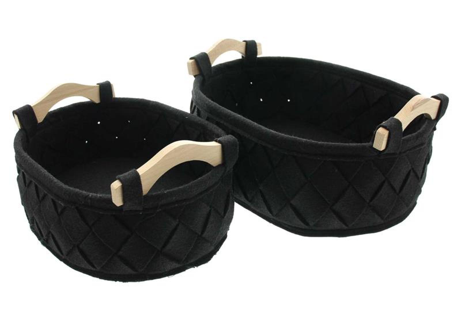 2x Filzkorb "Black" Aufbewahrungskorb aus Filz, Dekokorb, Ordnungskorb, Badkorb