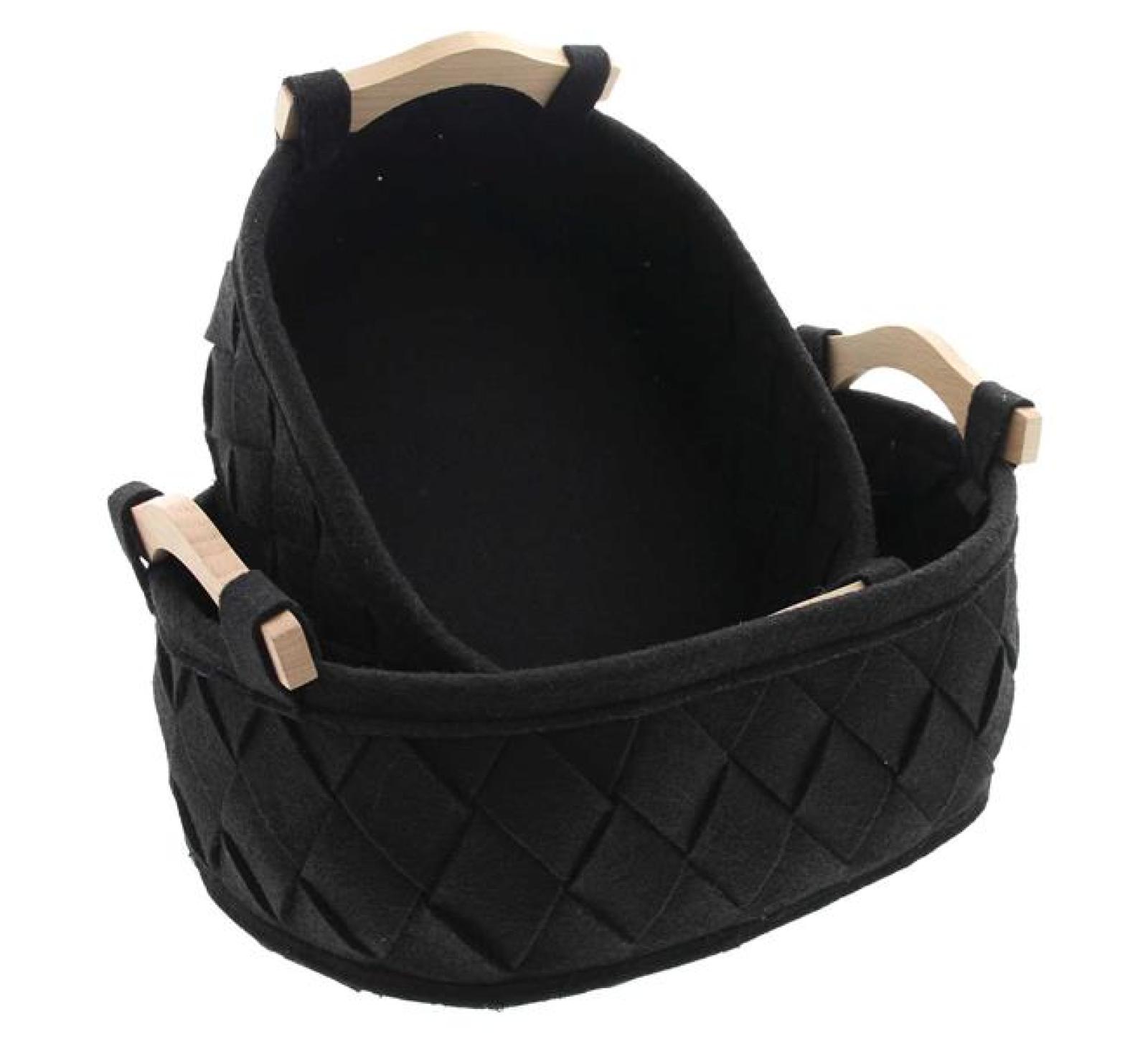 2x Filzkorb "Black" Aufbewahrungskorb aus Filz, Dekokorb, Ordnungskorb, Badkorb