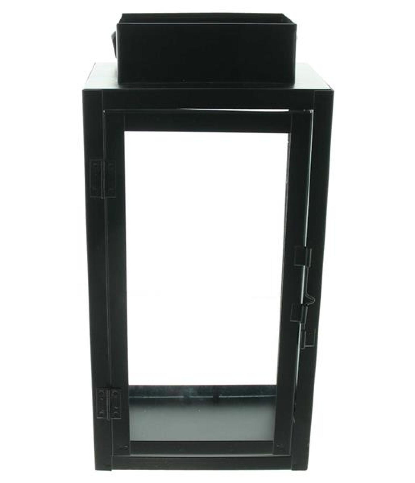Laterne "Industrial" aus Metall & Glas, schwarz, 31 cm hoch, Bodenlaterne, Windlicht, Kerzenlaterne, Metalllaterne