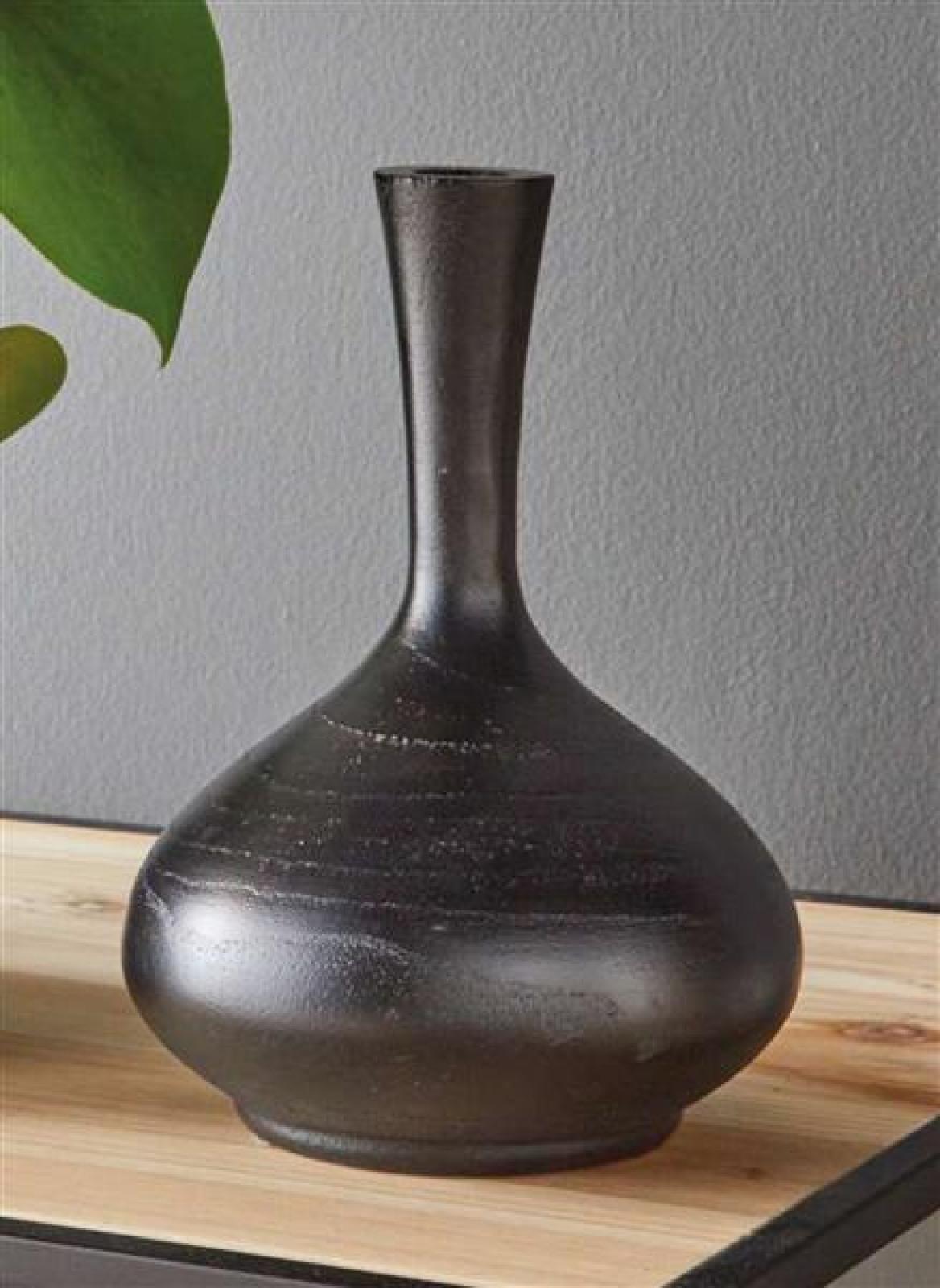 Dekovase "Solifleur" aus Holz, schwarz, Holzvase, Blumenvase, Tischvase, Vase