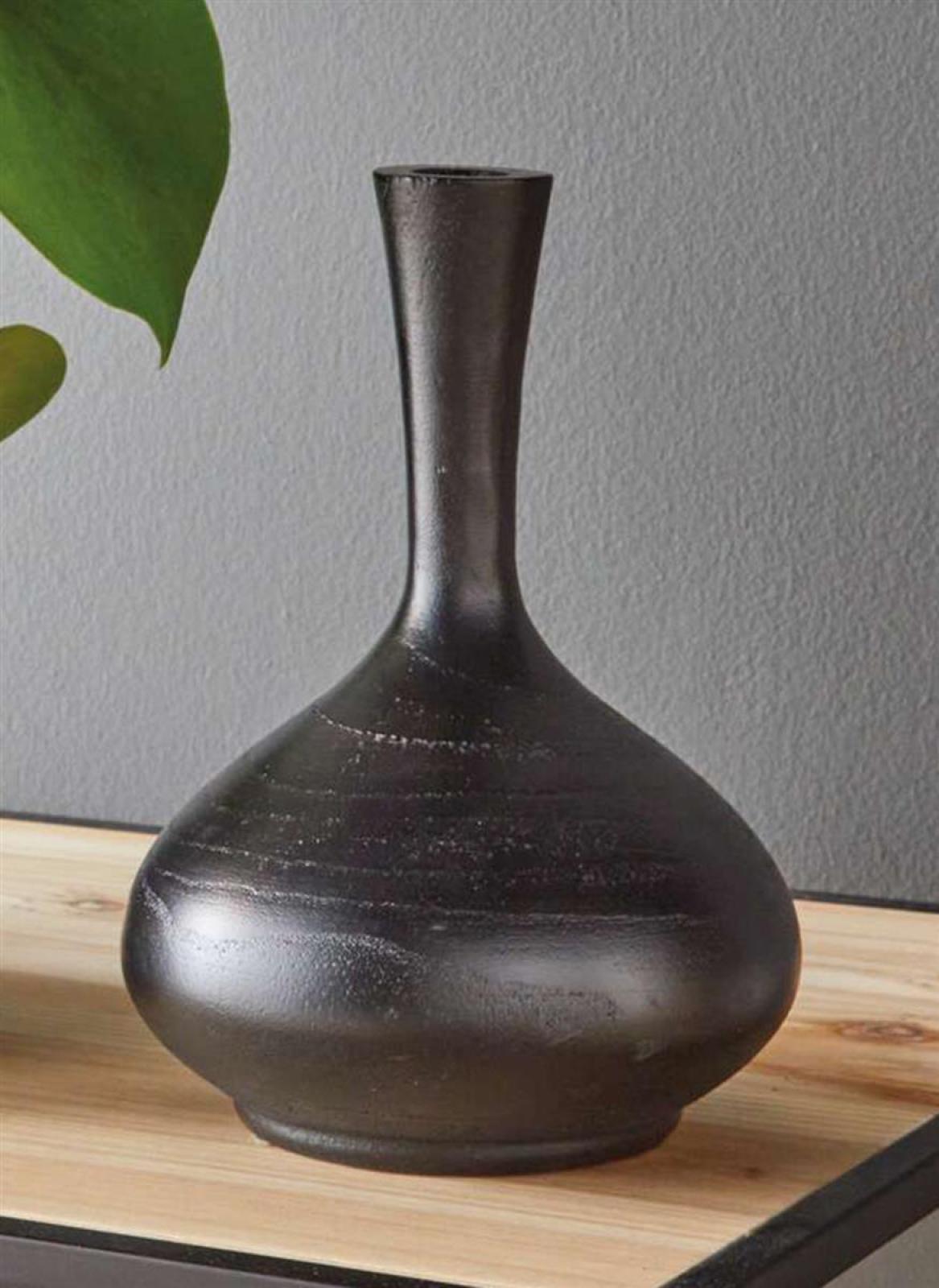 Dekovase "Solifleur" aus Holz, schwarz, Holzvase, Blumenvase, Tischvase, Vase