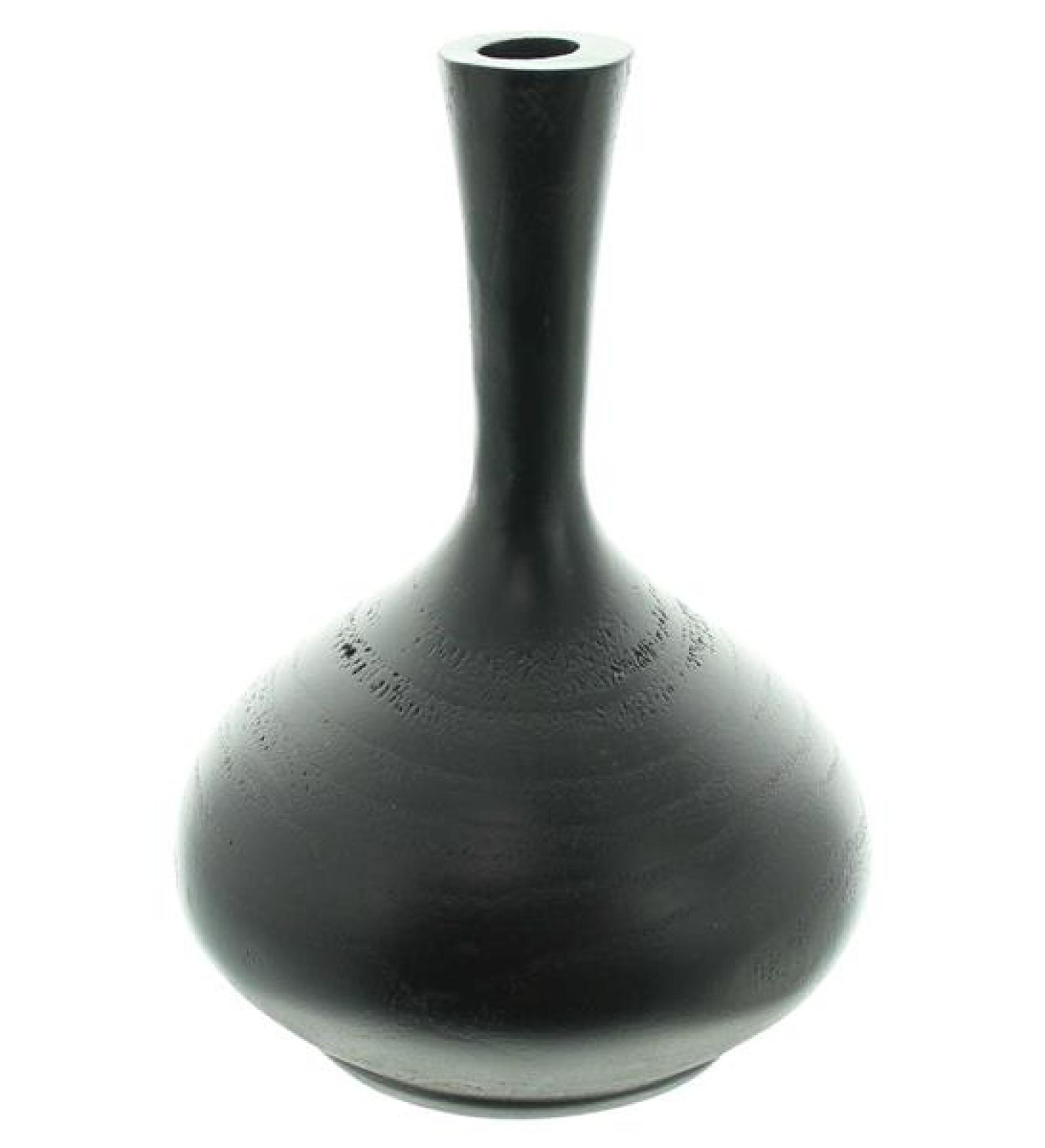 Dekovase "Solifleur" aus Holz, schwarz, Holzvase, Blumenvase, Tischvase, Vase