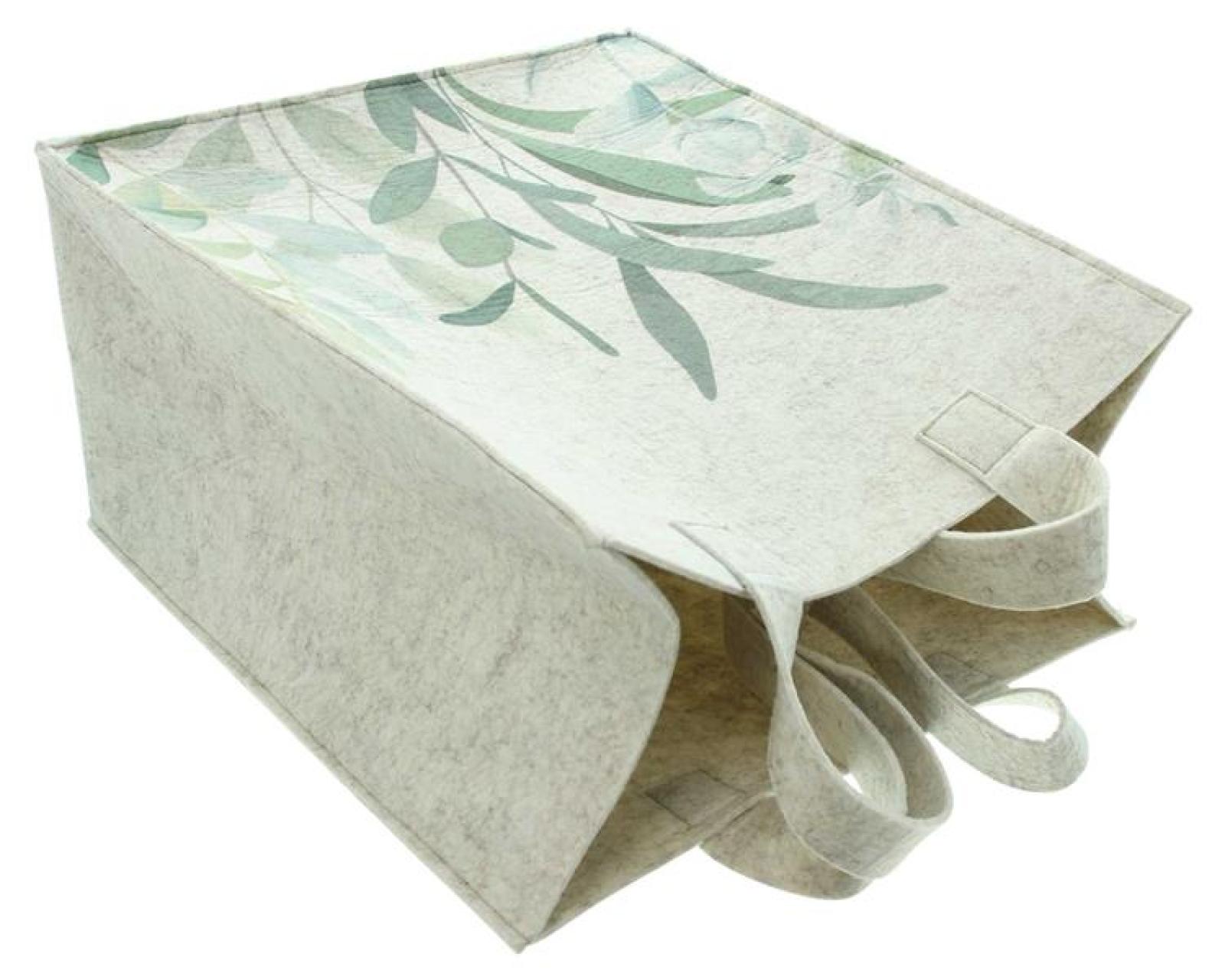 Filztasche "Blätter" aus recyceltem Filz, beige, große Einkaufstasche, Shopper, Tasche, Tragetasche