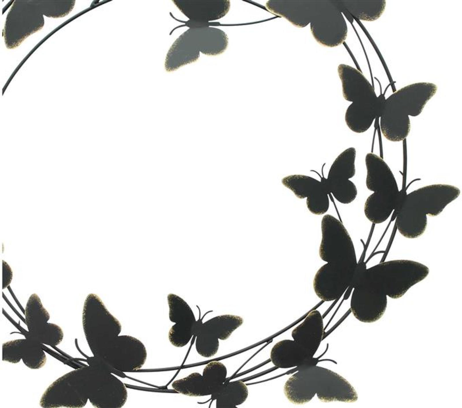 3D Wanddeko "schmetterlinge" aus Metall, schwarz & gold, rund, Ø 50 cm, Wandhänger, Wandschmuck, Metalldeko