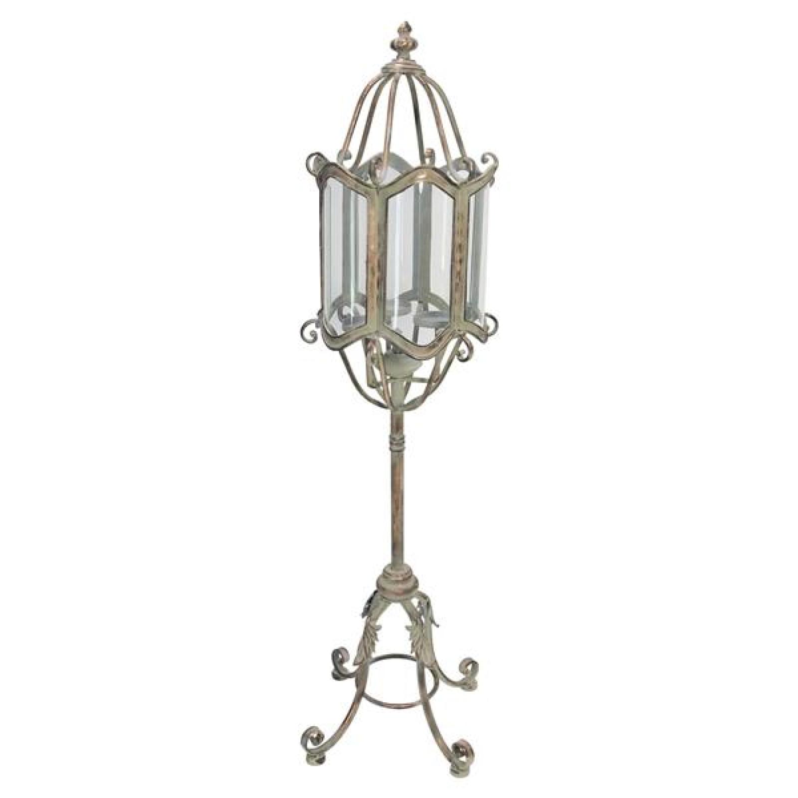 Standlaterne "Shabby Grey" aus Metall, 112 cm hoch, Gartenlaterne, Kerzenhalter für 3 Kerzen, Laterne