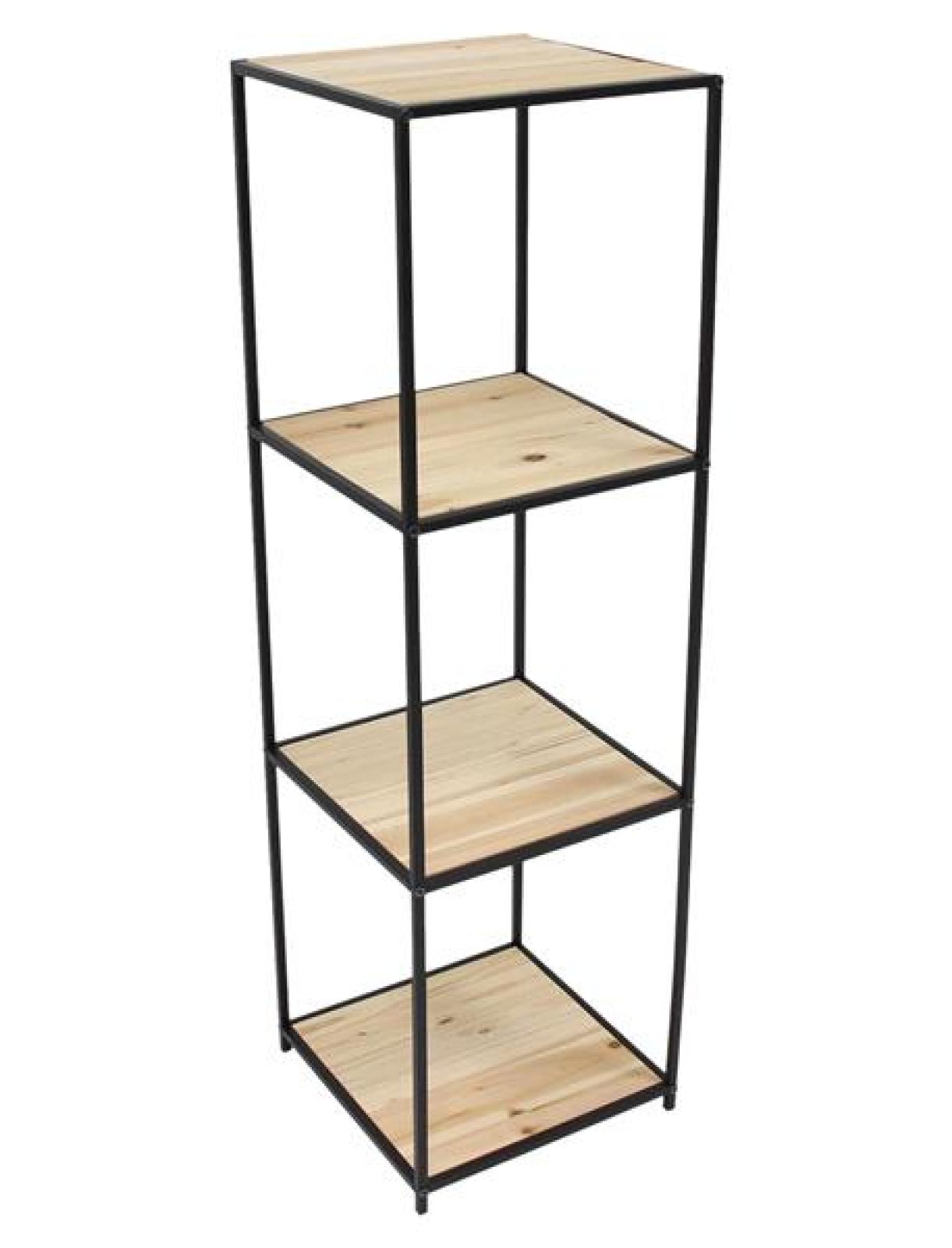 Regal "Modern Living" aus Holz & Metall, matt schwarz, 116 cm hoch, 4 Böden, Wohnzimmerregal, Bücherregal