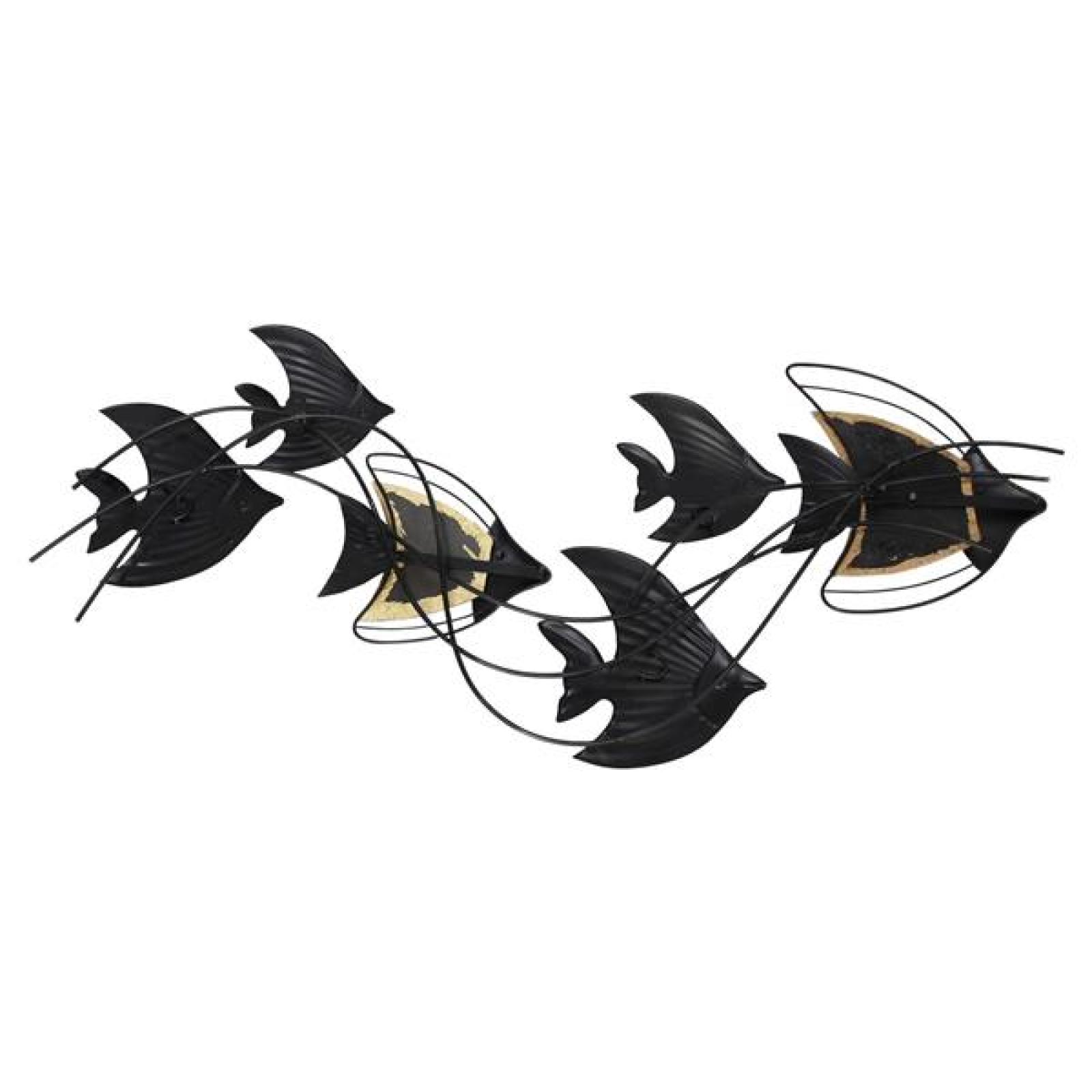 3D Wanddeko "Fischschwarm" aus Metall, 89x39 cm, maritim, Wandbild, Wandschmuck, Metalldeko
