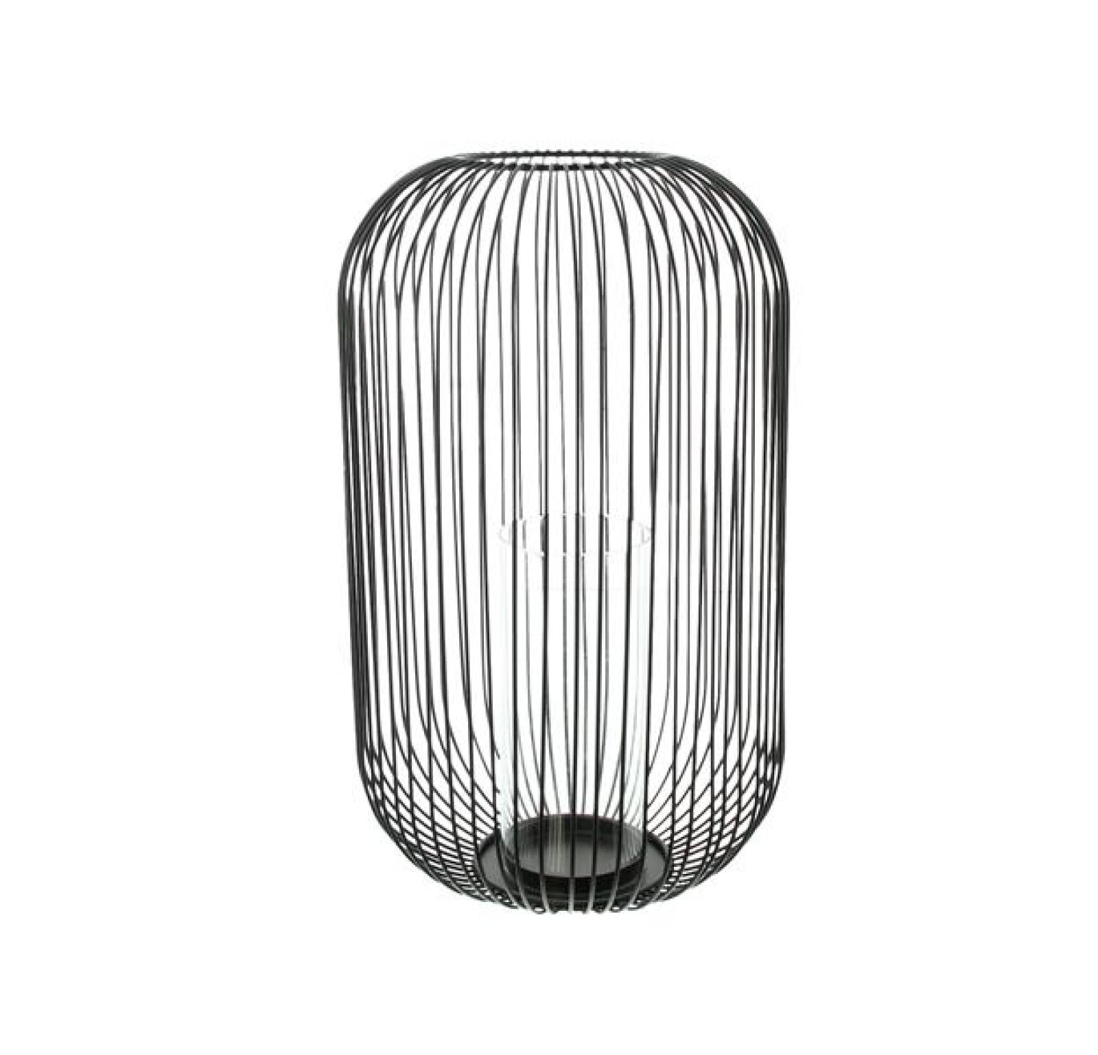 Windlicht "Atmosfera" aus Metall, schwarz & Glas, 41 cm hoch, Kerzenhalter groß mit Glaszylinder, Kerzenständer
