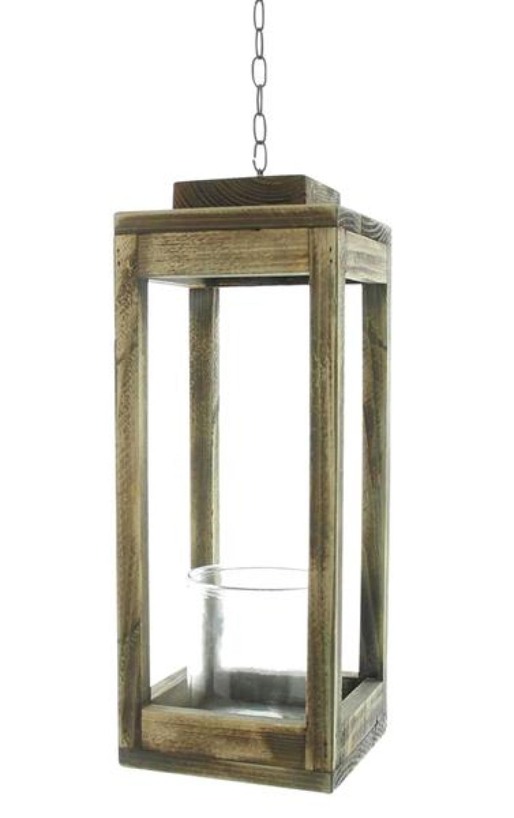 Laterne "Shabby-Chic" aus recyceltem Holz, 43 cm hoch, mit Windlicht Glas, Holzlaterne, Outdoor Gartenlaterne, Hängelaterne