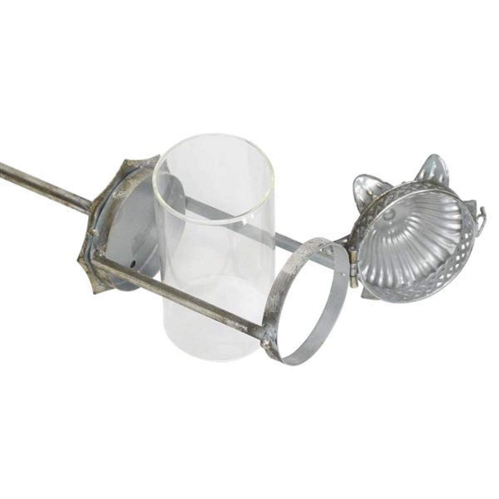 Stablaterne "Fleur" aus Metall, silber, im Antik Look, Outdoor Garten Laterne, Gartenstecker, Kerzenhalter