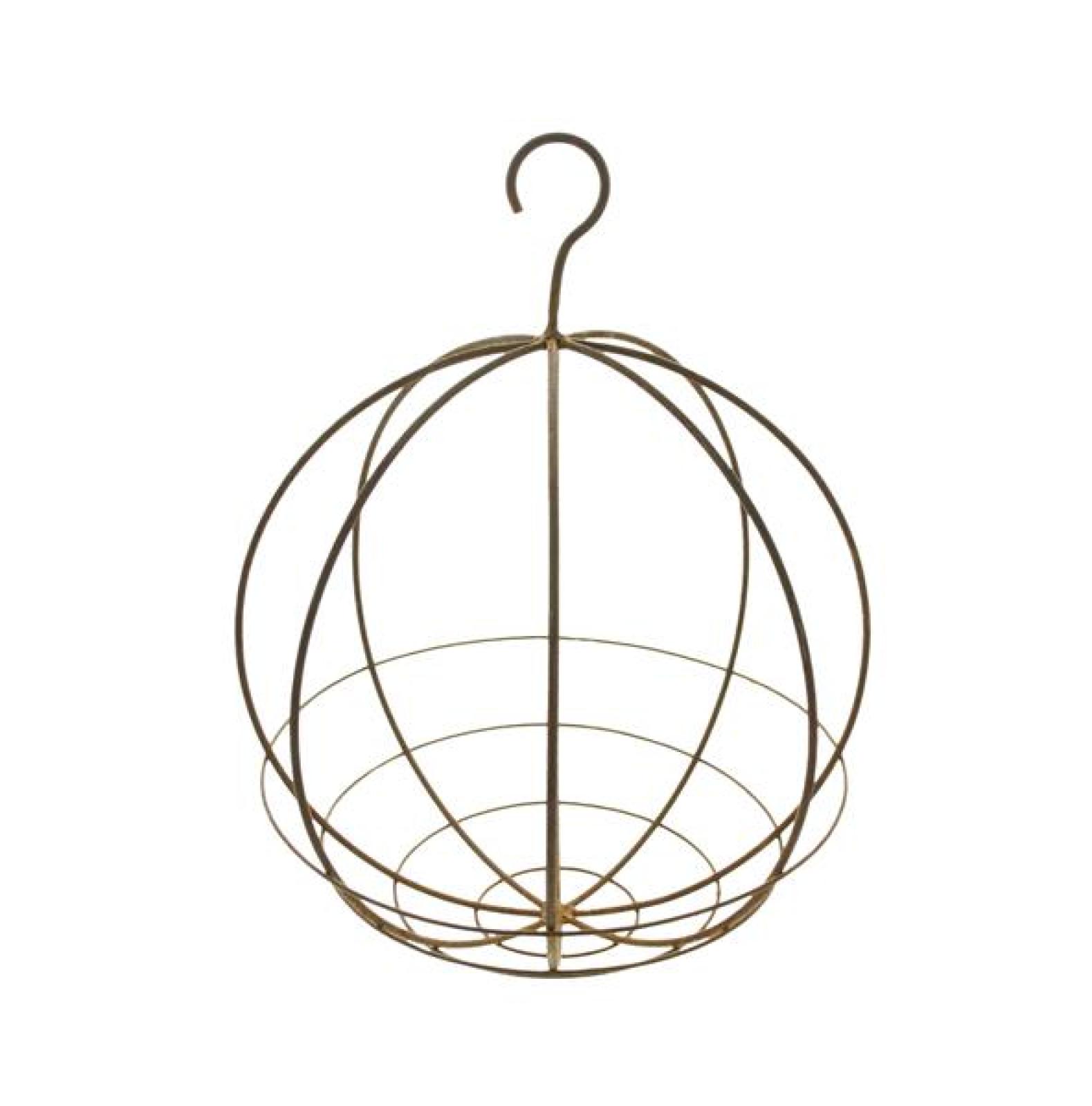 Dekohänger "Kugel" aus Metall mit Rost Finish, Ø 25 cm, Deko-Anhänger mit Haken, Metallkugel hängend, Übertopf, Hängetopf